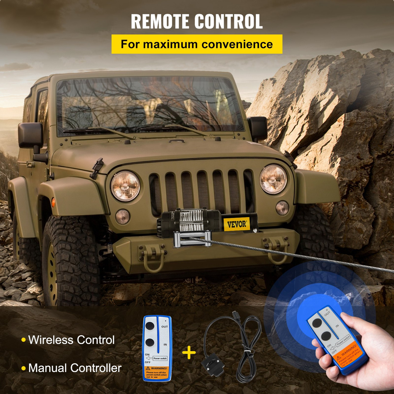 Truck Winch 5000lbs Electric Winch Cable Steel 12V Power Winch Jeep Winch with Wireless Remote Control and Powerful Motor for UTV ATV & Jeep Truck Wrangler in Car Lift