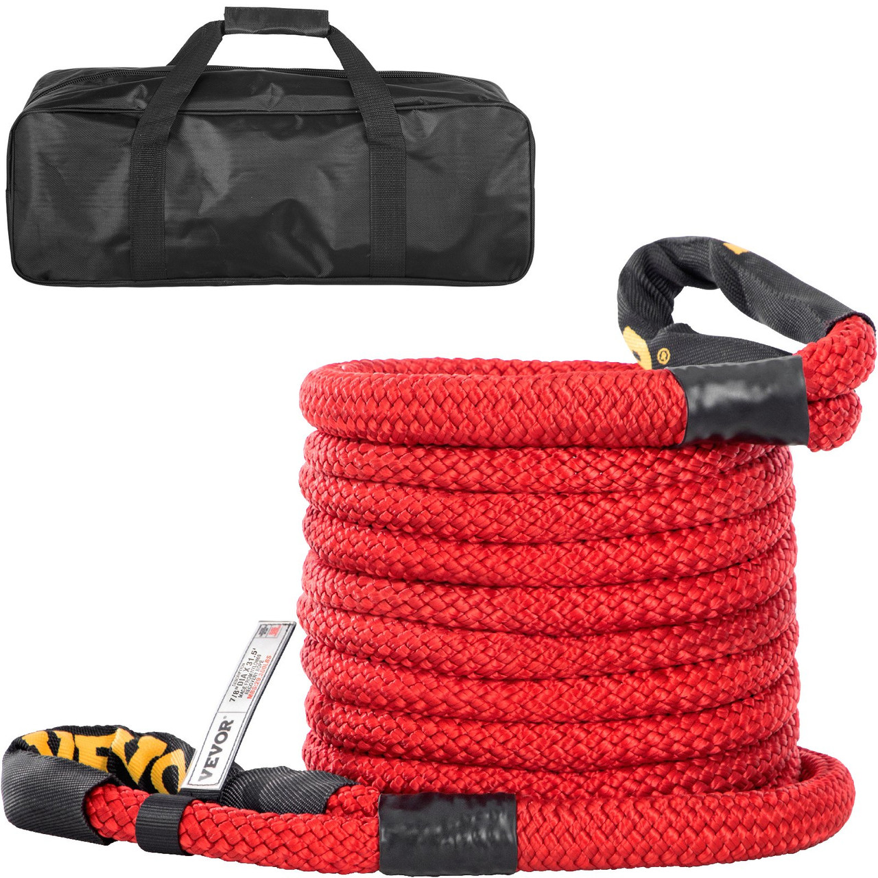 Kinetic Energy Recovery Rope Tow Rope 7/8"x31.5' 29300 LB w/ Carry Bag Red