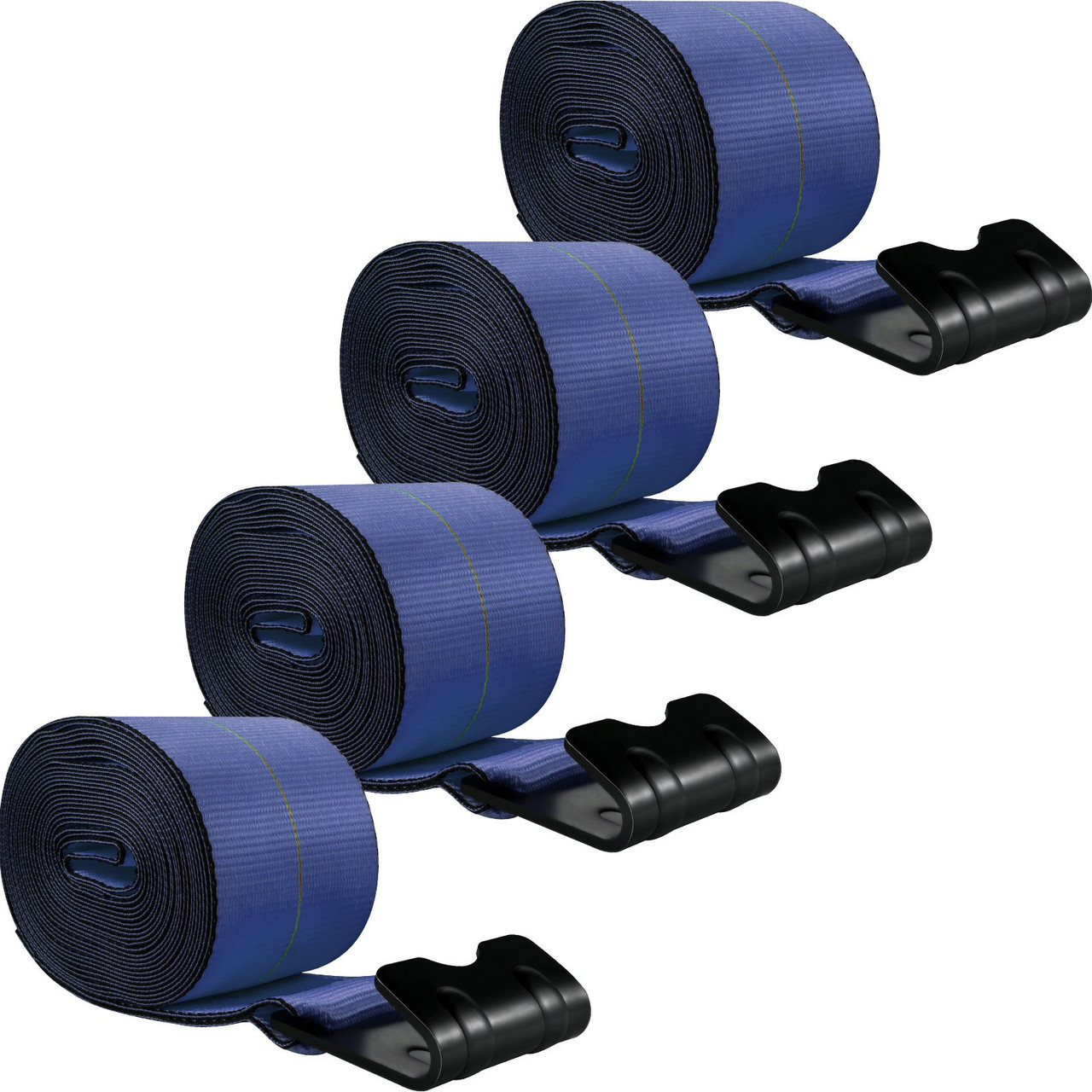 Truck Straps 4" x30' Winch Straps with a Flat Hook Flatbed Tie Downs 15400lbs Load Capacity Flatbed Strap Cargo Control for Flatbeds, Trucks, Trailers, Farms, Rescues, Tree Saver, Blue(4 Pack)