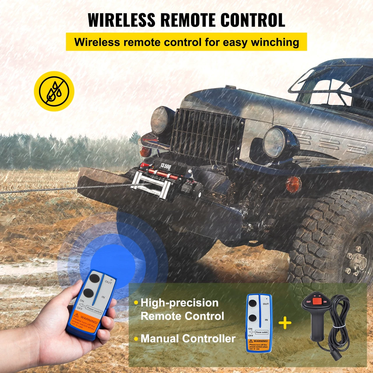 13500lbs/6123.5 kg 12V Recovery Electric Winch Truck Trailer Rope Remote Control