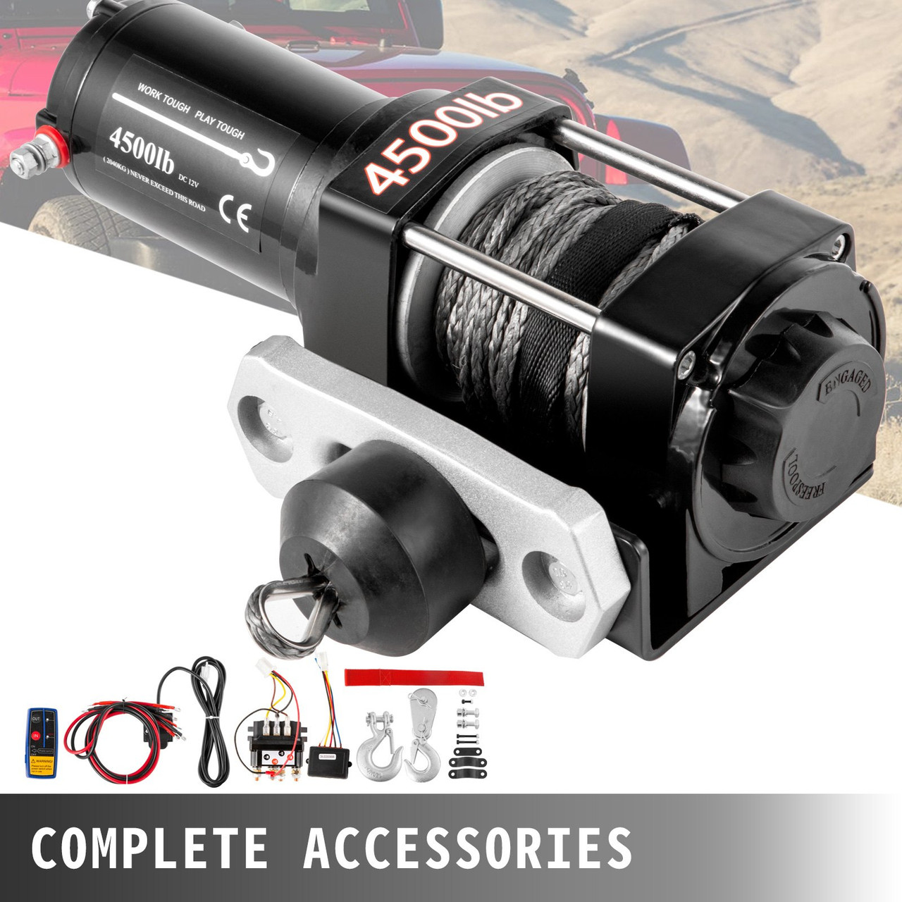 Truck Winch, Electric Winch 4,500LBS Power Winch 12V DC Motor for UTV, ATV, Jeep