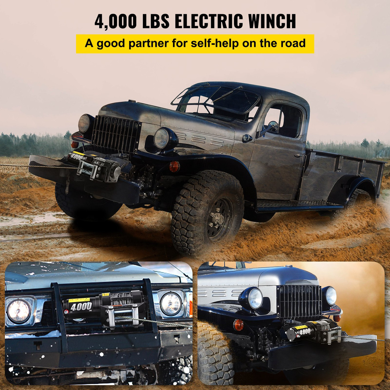 ATV Winch Rope Steel Cable Foot-Remote Roller Superwinch Pull Upto 4000lbs