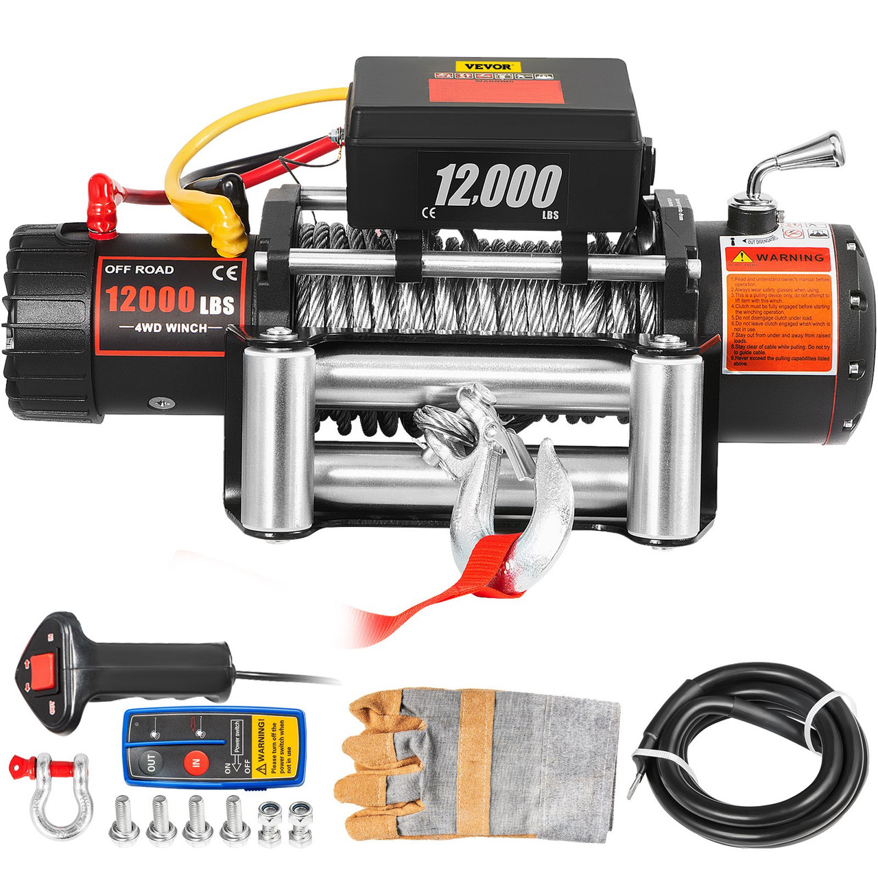 Electric Winch 12000lb Load Capacity Truck Winch Compatible with Jeep Truck SUV 85ft/26m Cable Steel 12V Power Winch with Wireless Remote Control, Powerful Motor for ATV UTV Off Road Trailer