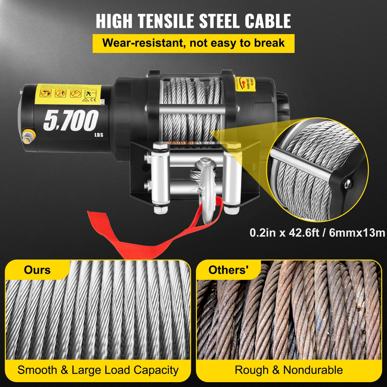 Electric Winch Truck Winch 12V 5700 LBS Steel Cable for ATV/UTV Off Road