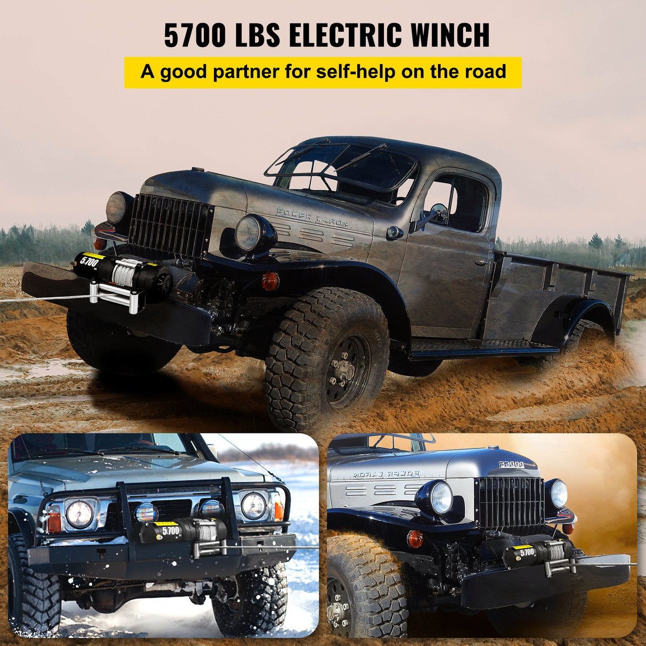 Electric Winch Truck Winch 12V 5700 LBS Steel Cable for ATV/UTV Off Road