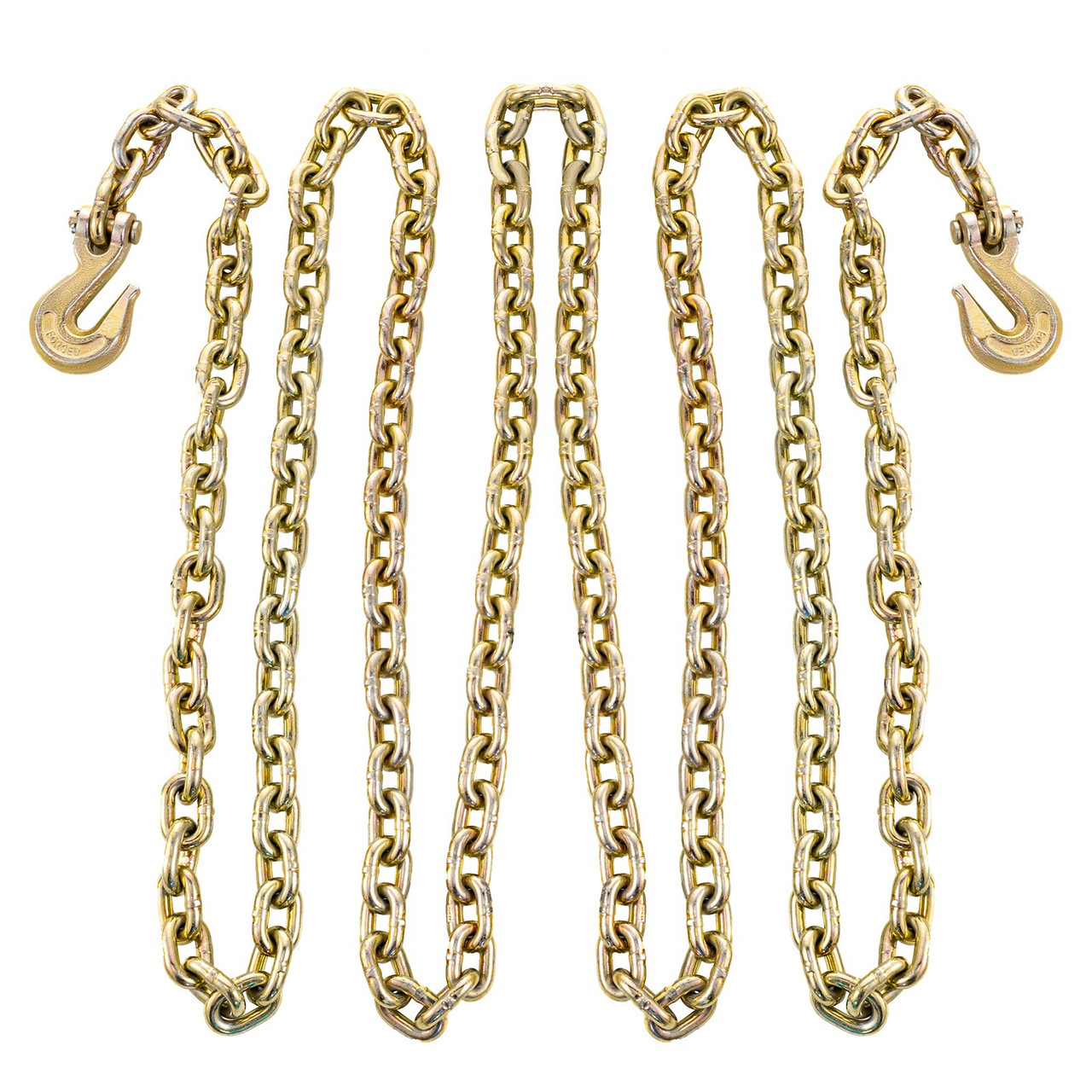 Tow Chain Grade 70 Chain 5/16"x21' With Safety Grab Hooksfor Logging 4 Pcs