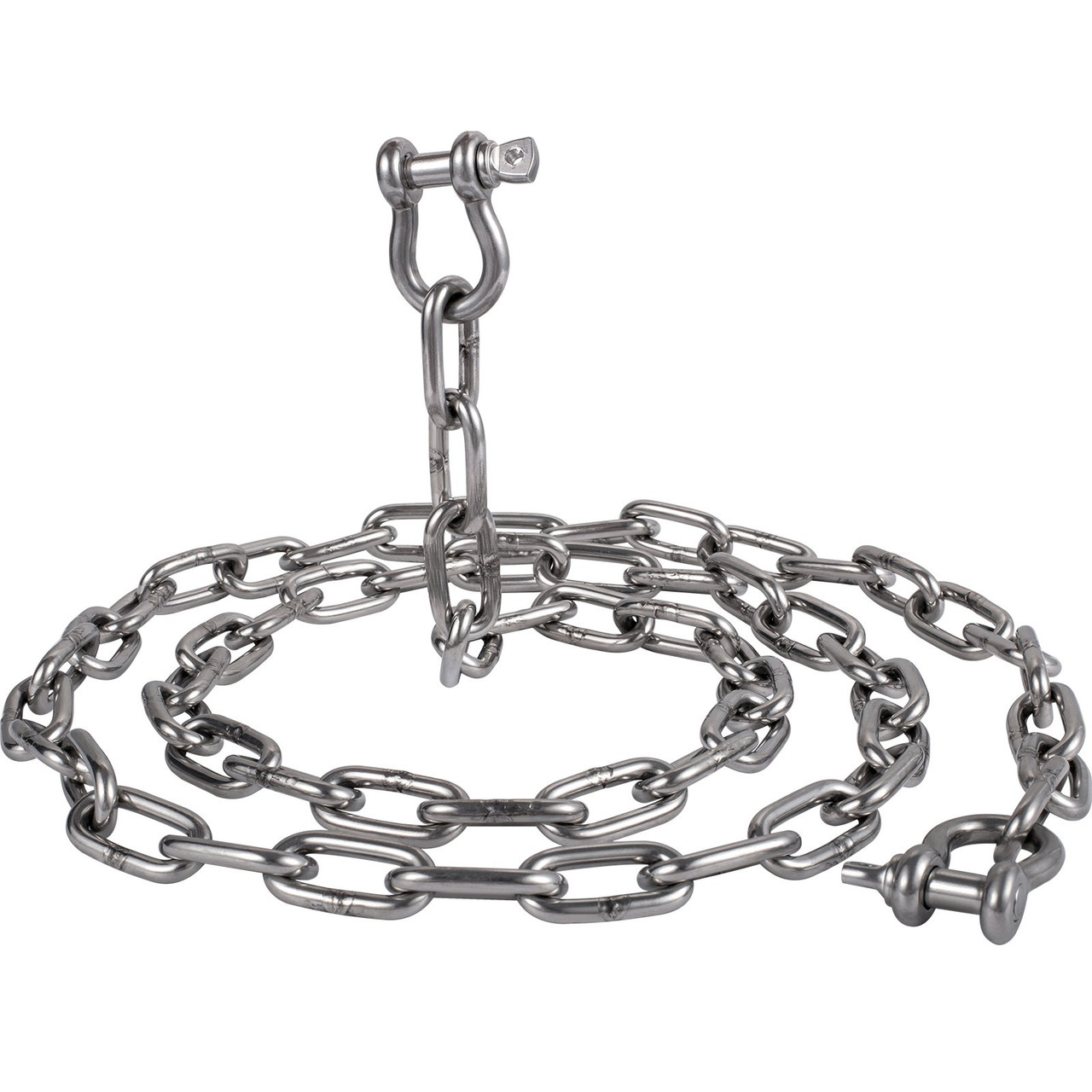Anchor Chain, 6' x 1/4" 316 Stainless Steel Chain, 3/8" Anchor Chain Shackle, 4000 lbs Anchor Lead Chain Breaking Load, 9460 lbs Anchor Chain Shackle Breaking Load, Anchor Chain for Small Boats