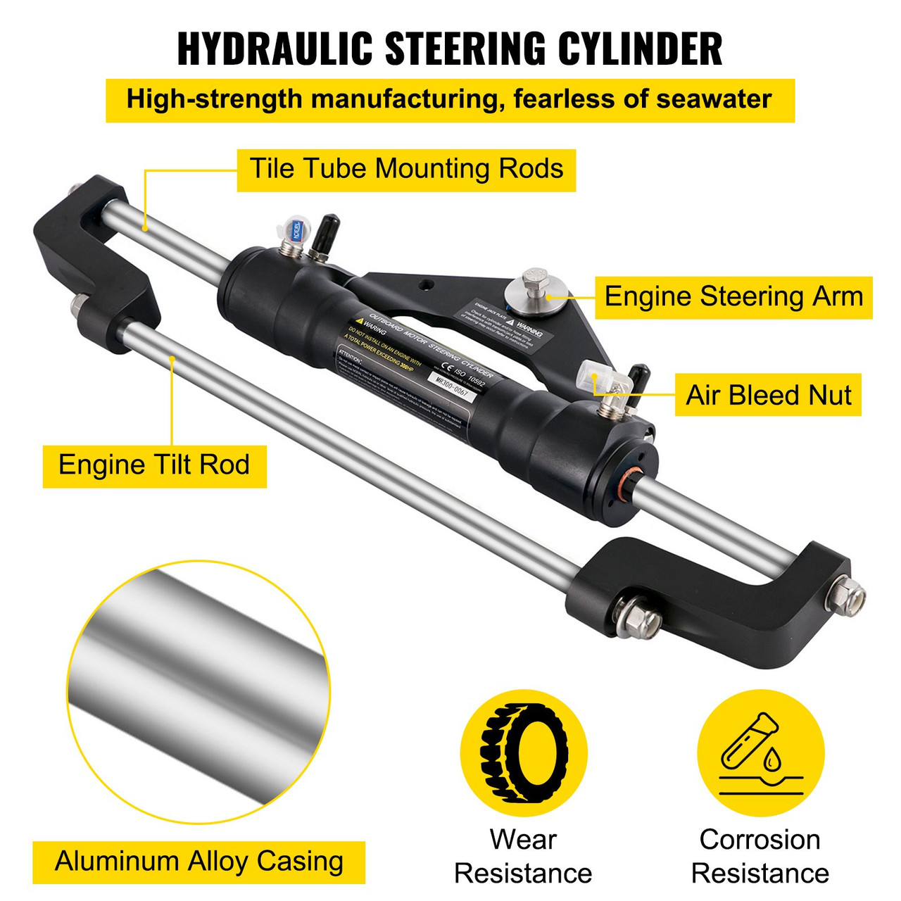 Hydraulic Boat Steering Kit, 300HP Hydraulic Steering Kit Helm Pump, Cylinder, Wheel, 18 Feet Hose Hydraulic Steering Seal Kit, Corrosion-Resistant Boat Steering System Marine Steering Kit