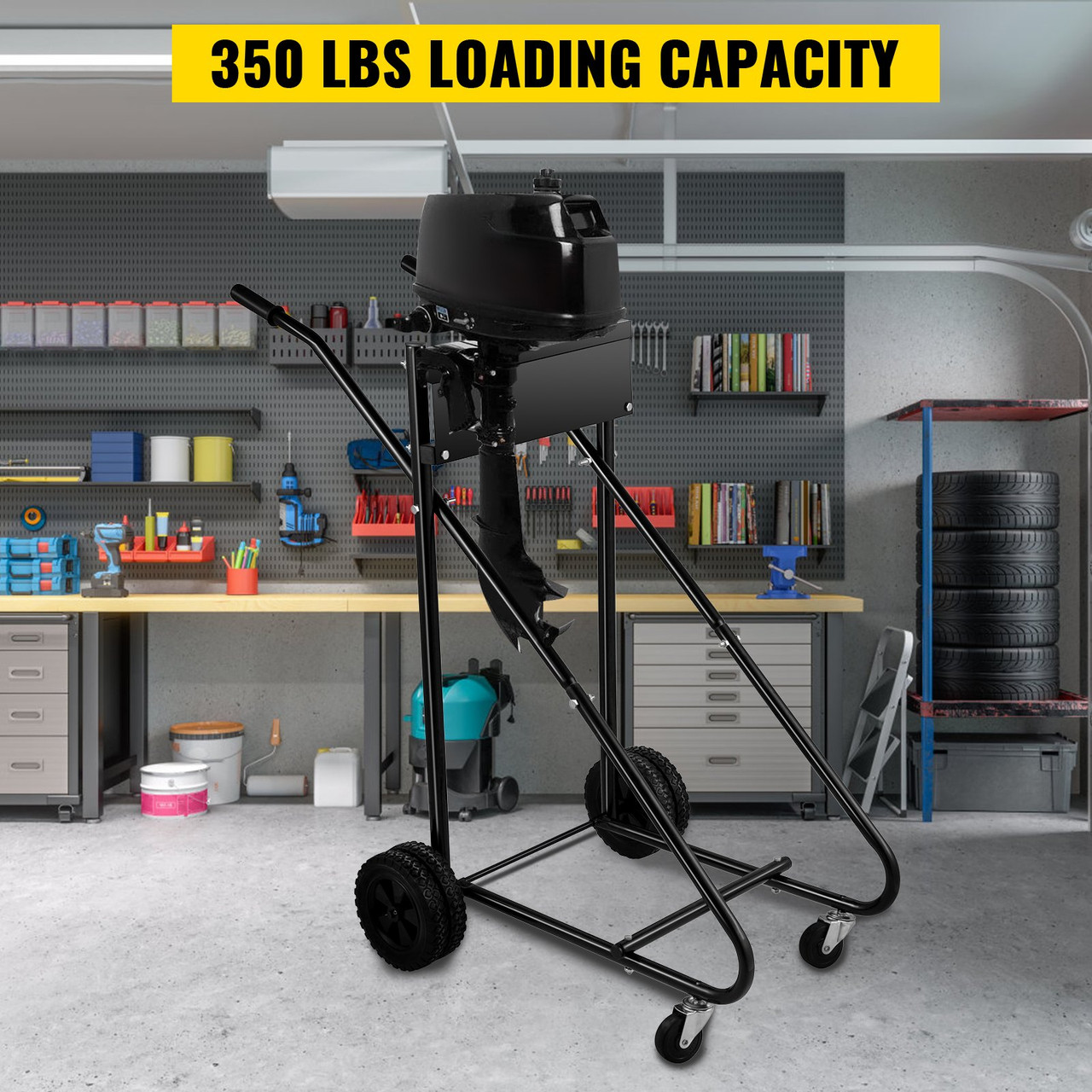 OutBoat Motor Stand, 350 LBS Board Motor Carrier, 160 KG Outboard Engine Stand, Six Wheels Boat Motor Dolly, Heavy Duty Multi Purposed Portable Boat Motor for Motor Repair, Maintenance, Storage