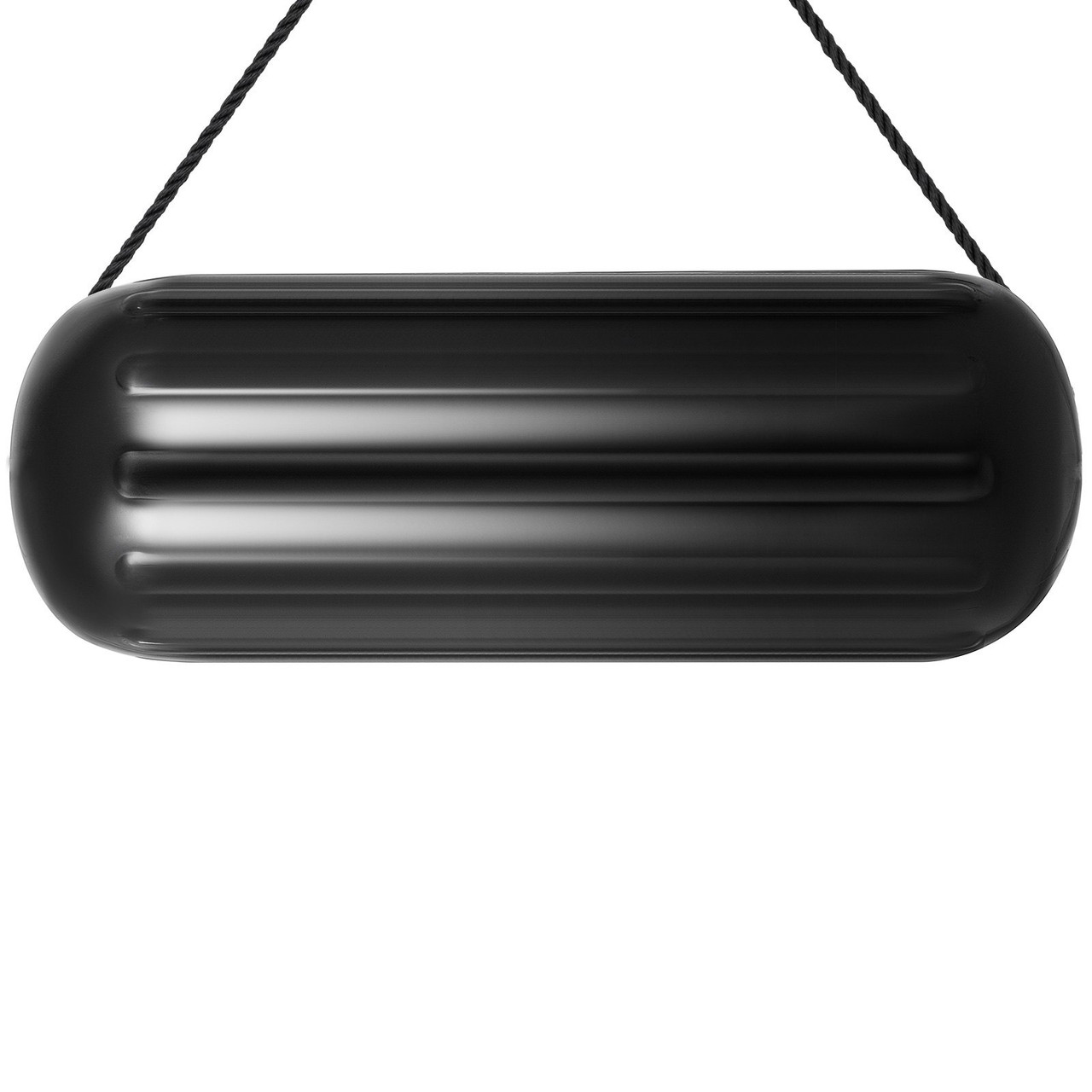 4 New Ribbed Boat Fenders 10" X 28" Black Center Hole Bumpers Mooring Protection