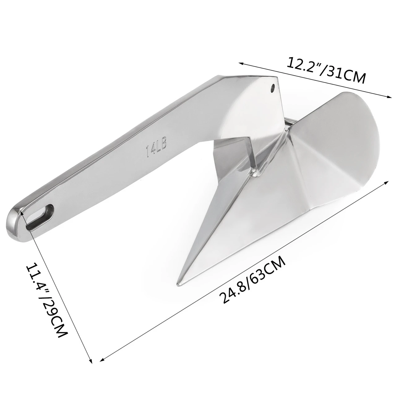 14lb 6.35 kg Stainless Steel Delta Style Boat Anchor Boats From 20-35 ft