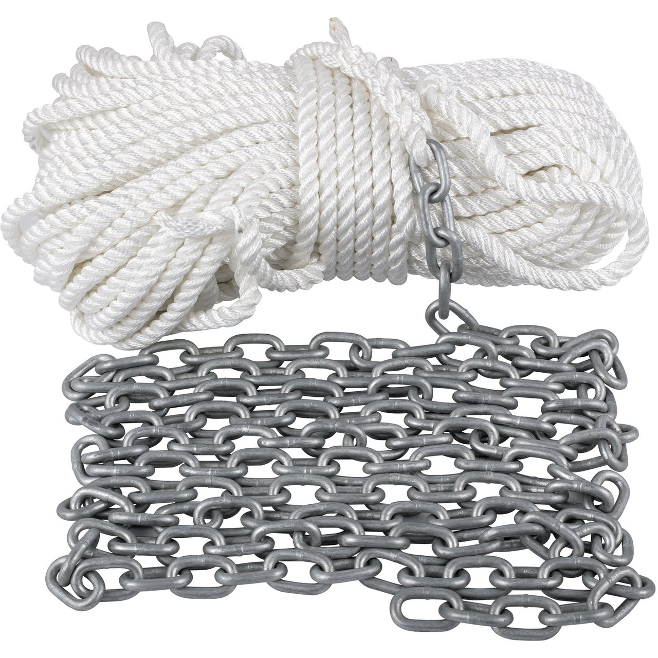 Boat Anchor Chain 15' x 5/16" Galvanized Chain 1/2" x 200' Nylon Rope