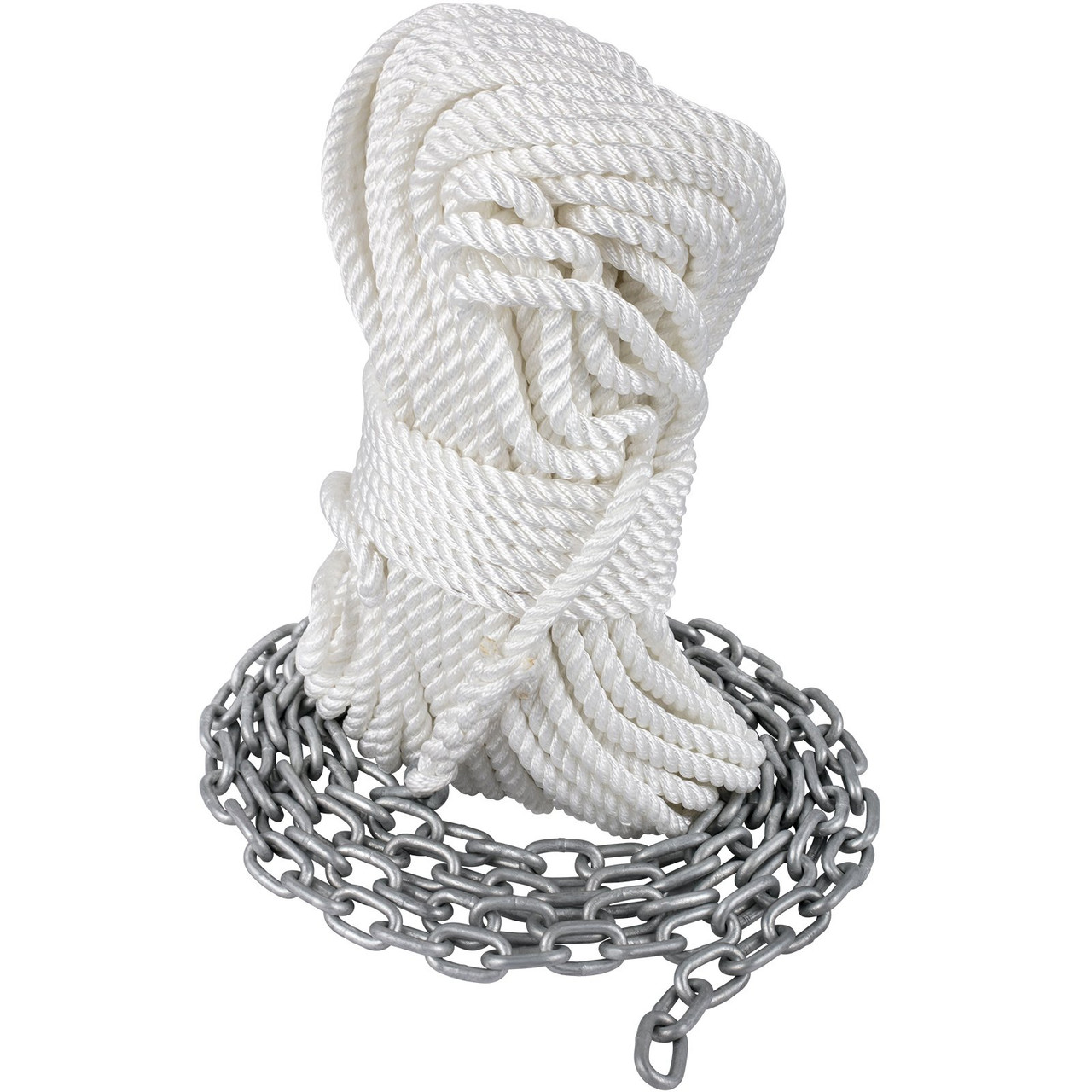 Boat Anchor Chain 15' x 5/16" Galvanized Chain 1/2" x 200' Nylon Rope