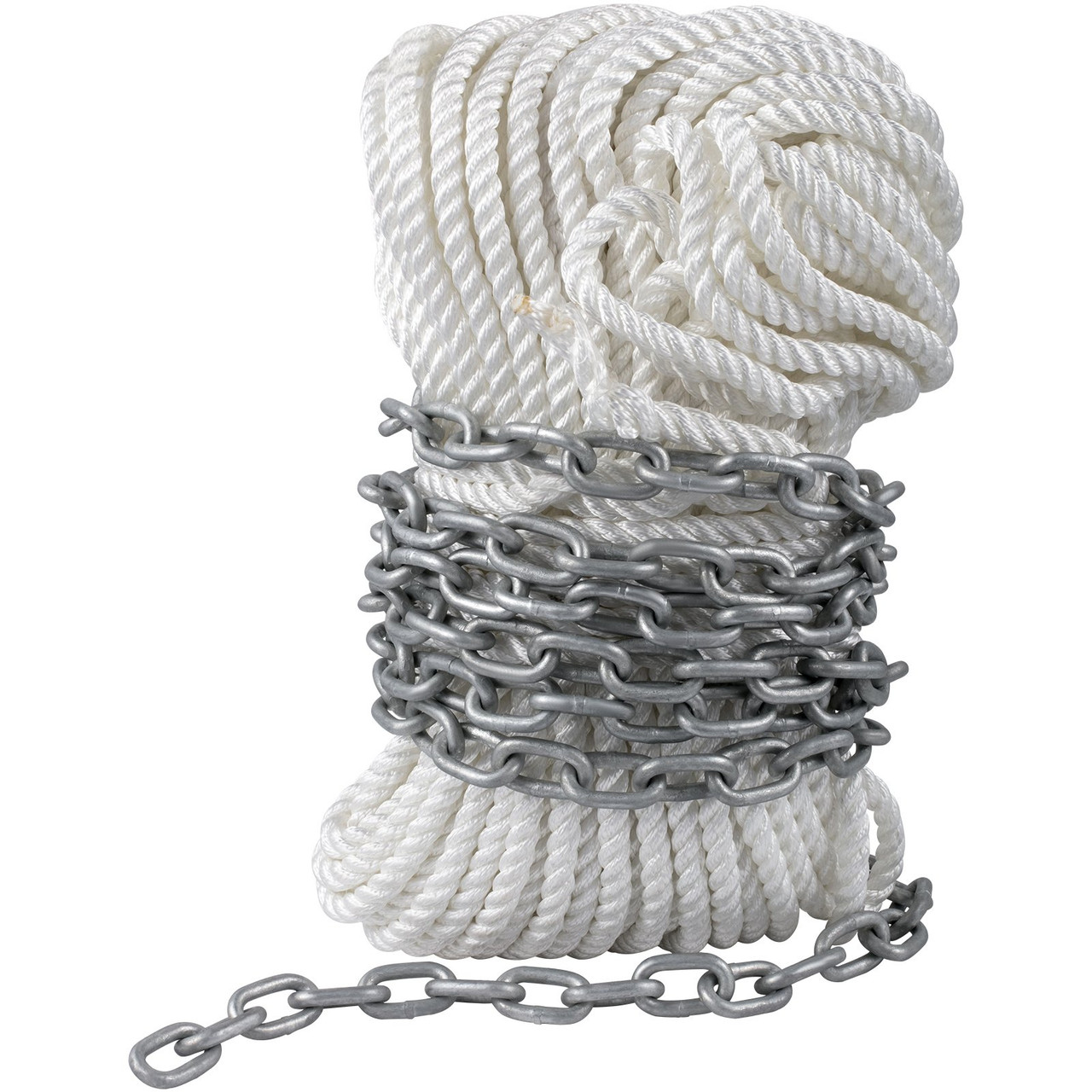 Boat Anchor Chain 15' x 5/16" Galvanized Chain 1/2" x 200' Nylon Rope
