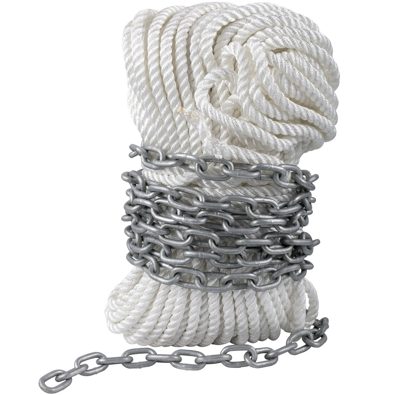 Boat Anchor Chain 15' x 5/16" Galvanized Chain 1/2" x 200' Nylon Rope