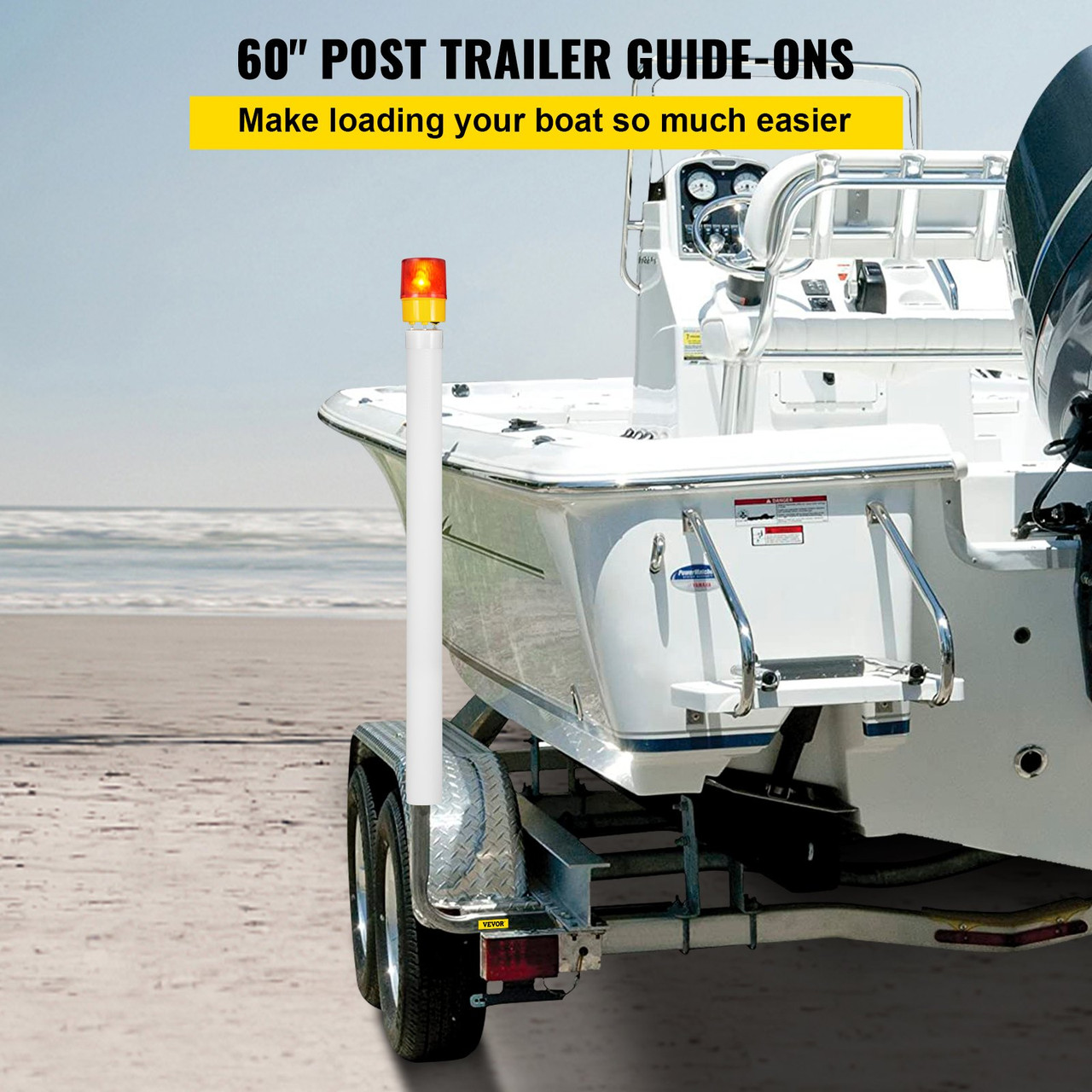 Boat Trailer Guide-on 60" Trailer Post Guide on w/ Tube Cover?LED Light