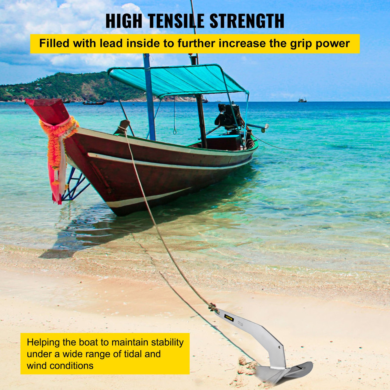 Delta / Diamond Boat Anchor 17 lb 7.7 Kg Marine Stainless Steel From 22-38 ft