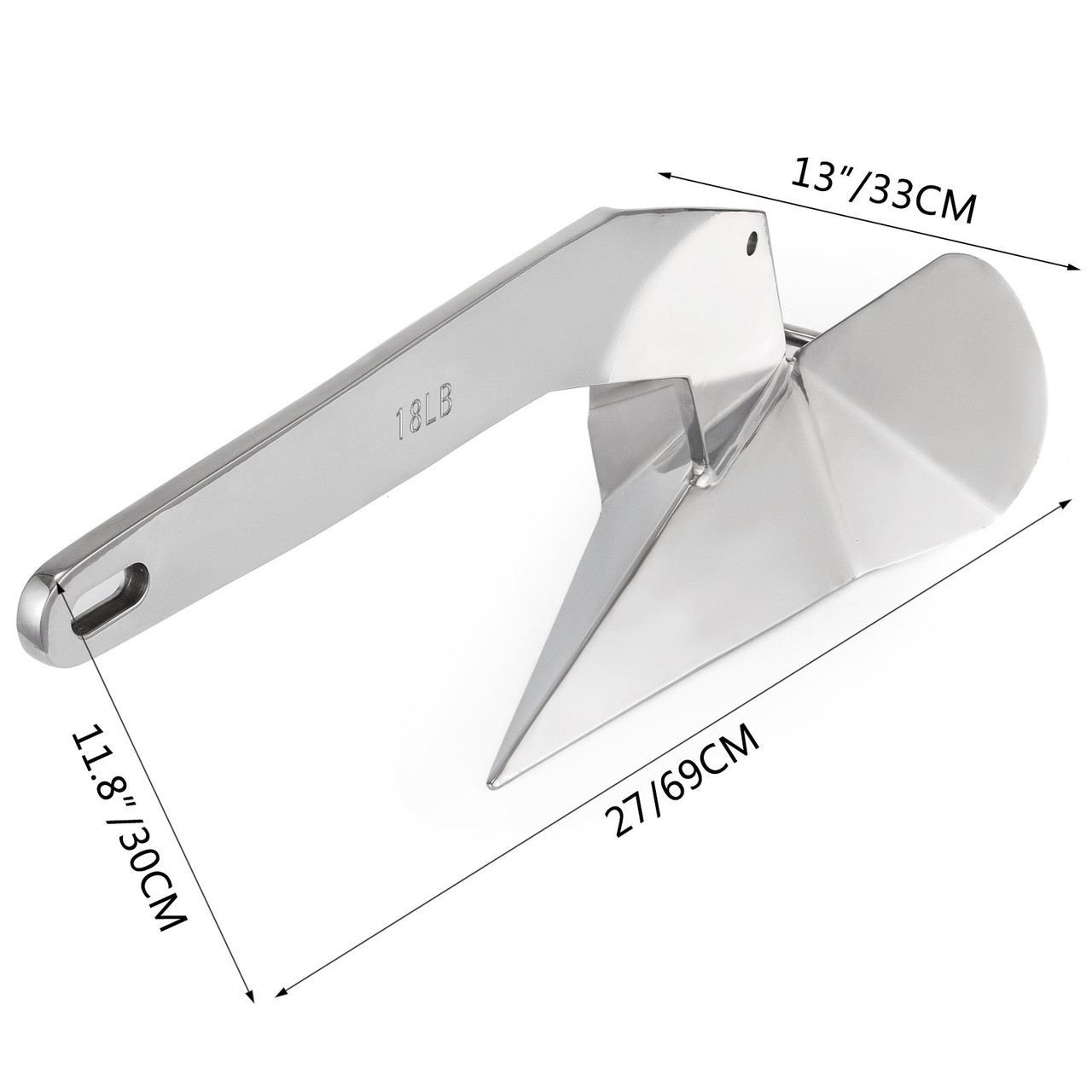 Delta Style Boat Anchor 18 Lb 8 Kg 25-40ft 316 Stainless Steel Non-hinged Plow