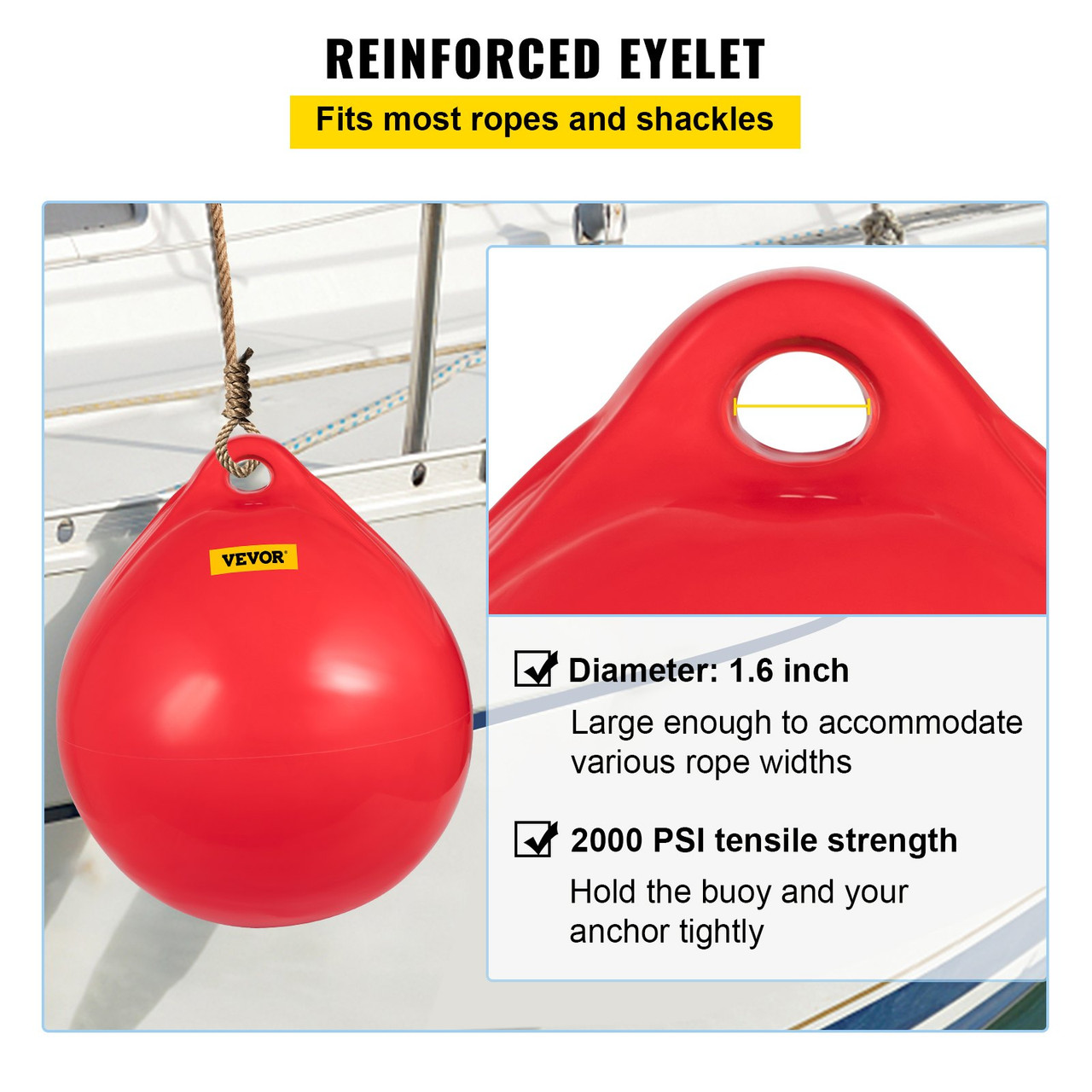 Boat Fender Buoy Ball Round 21" Anchoring Rafting Marking Mooring Red
