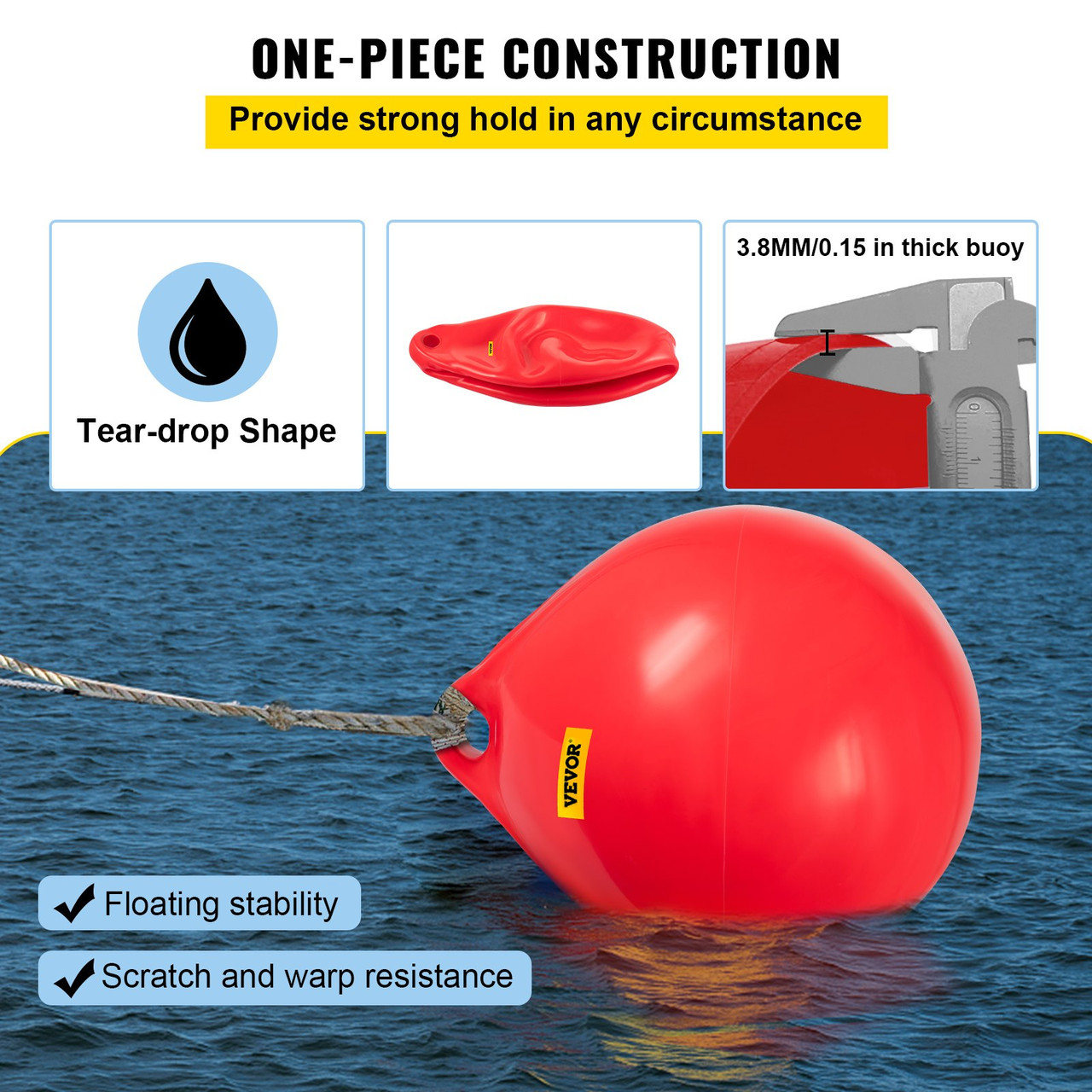 Boat Fender Buoy Ball Round 21" Anchoring Rafting Marking Mooring Red