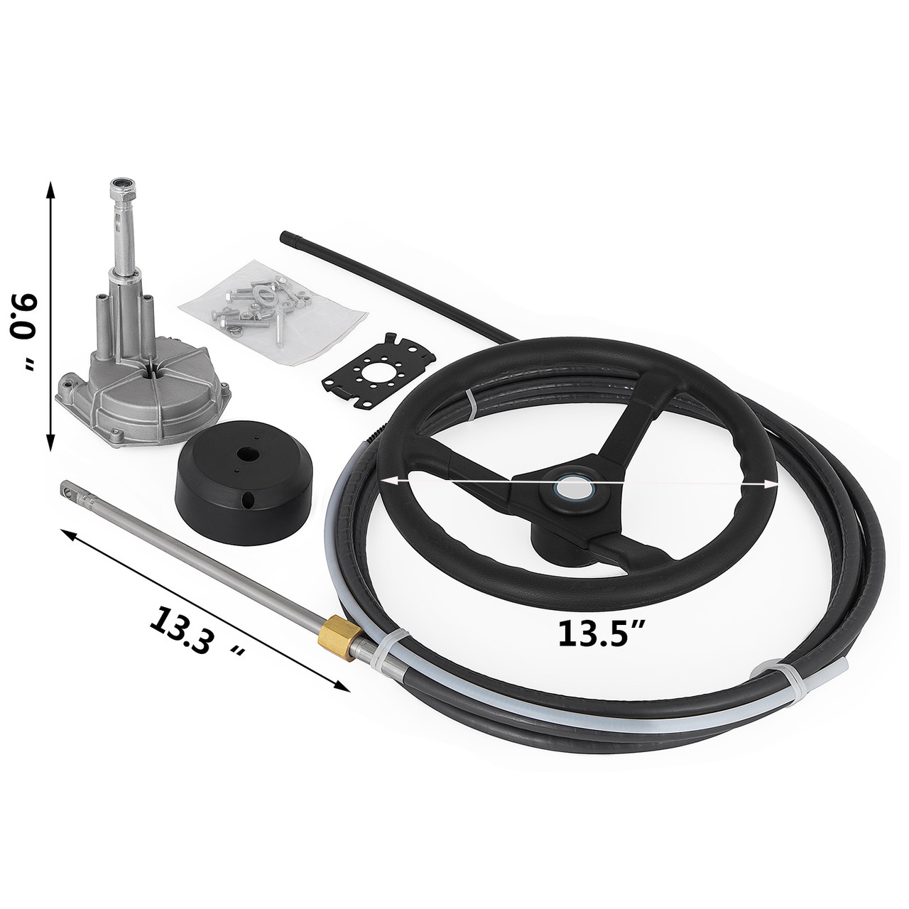 Marine Engine Turbine Rotary Steering System 8' SS13708 Boat Cable With Wheel