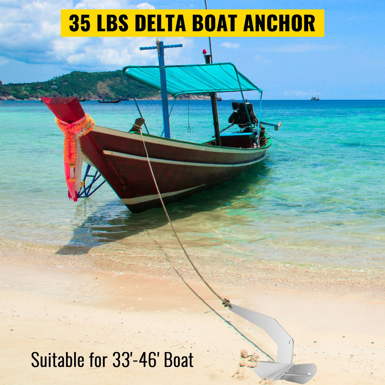 Delta Type Boat Anchor 35 lb 16 kg Delta Anchor, Galvanized Steel Boat Anchor, Triangle Plow Anchor Boat Marine Anchor, Heavy Duty Plow Anchor for Boat Mooring on The Beach, Boats from 33'-46'