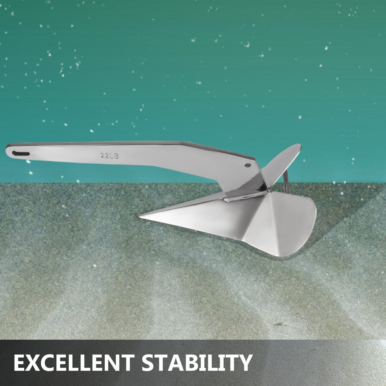 22 Lb 10kg Delta Style Boat Anchor 316 Stainless Steel 28-42ft Non-hinged Plow