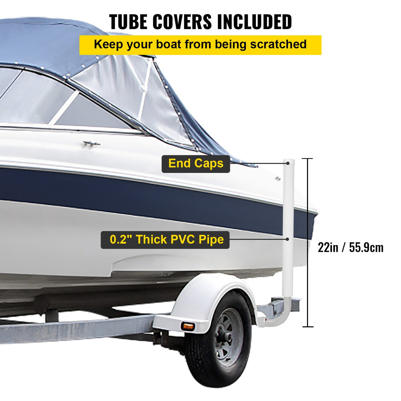 Boat Trailer Guide-on 22" Steel Trailer Post Guide on w/ 1 Pair PVC Covers