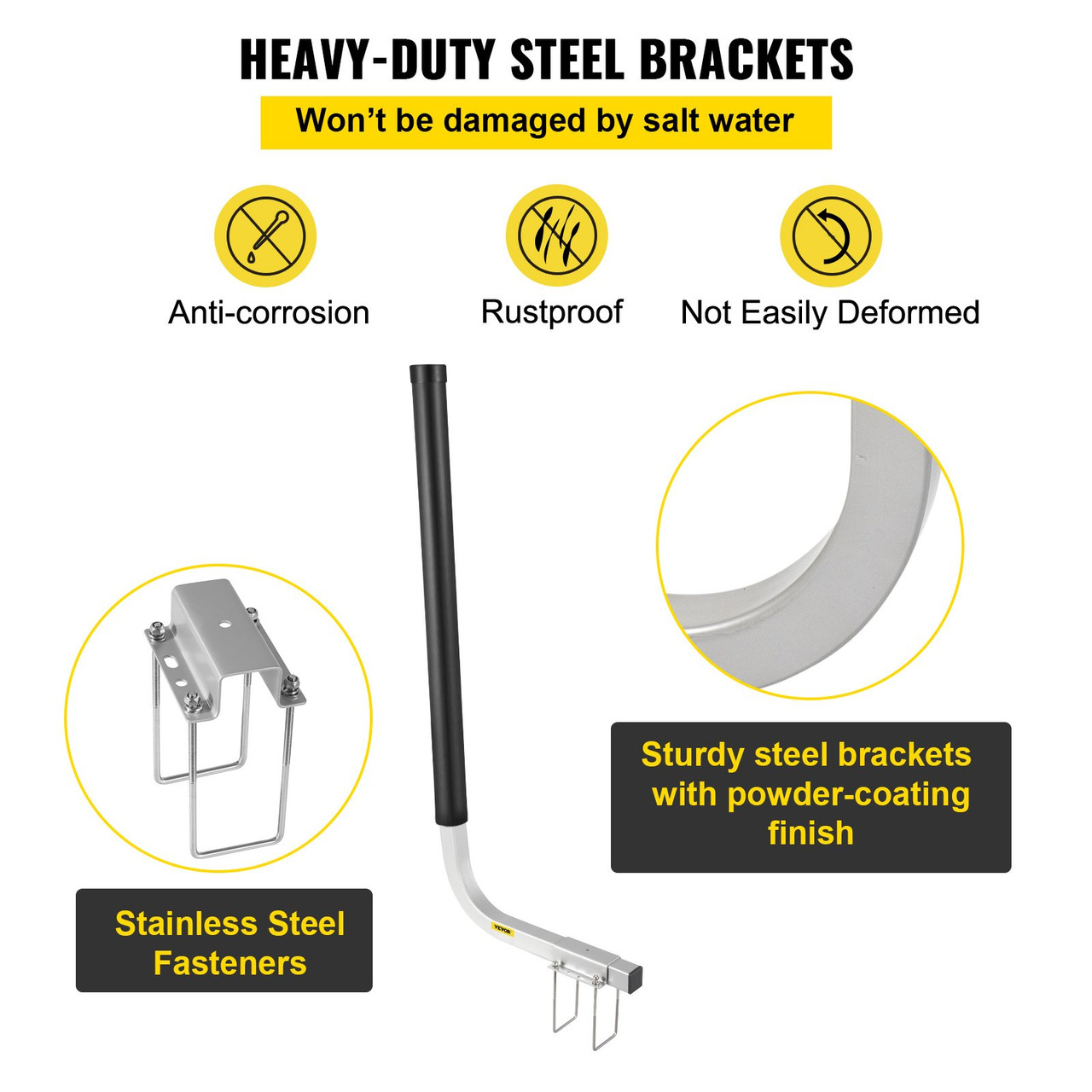 Boat Trailer Guide-ons, 40", 2PCS Rustproof Galvanized Steel Trailer Guide ons, Trailer Guides with Black PVC Pipes, Mounting Parts Included, for Ski Boat, Fishing Boat or Sailboat Trailer