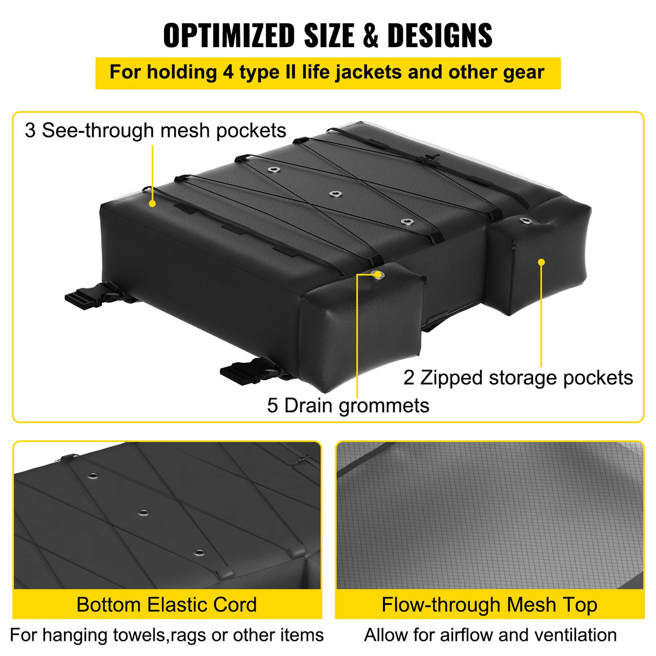 T- Top Boat Storage Bag Bimini Top Storage Bag for 4 Type II Life Jackets