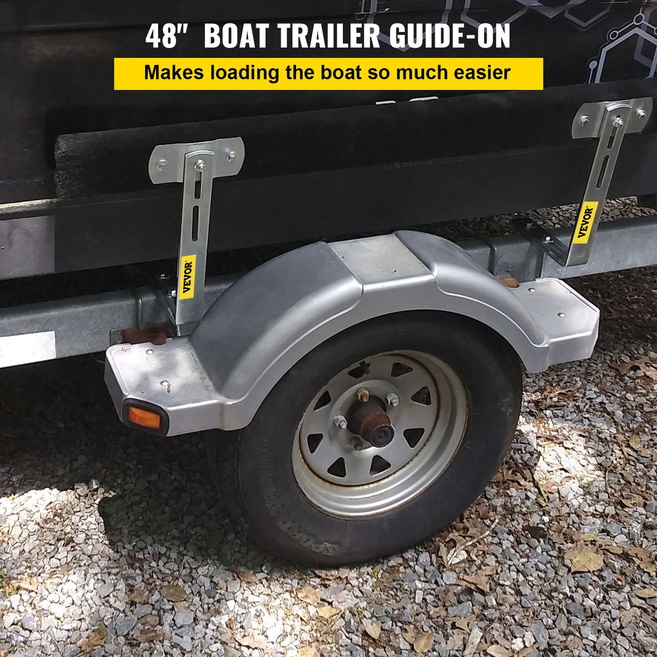 Boat Trailer Guide-ons 48" Rustproof Trailer Guides w/Carpet-padded Boards