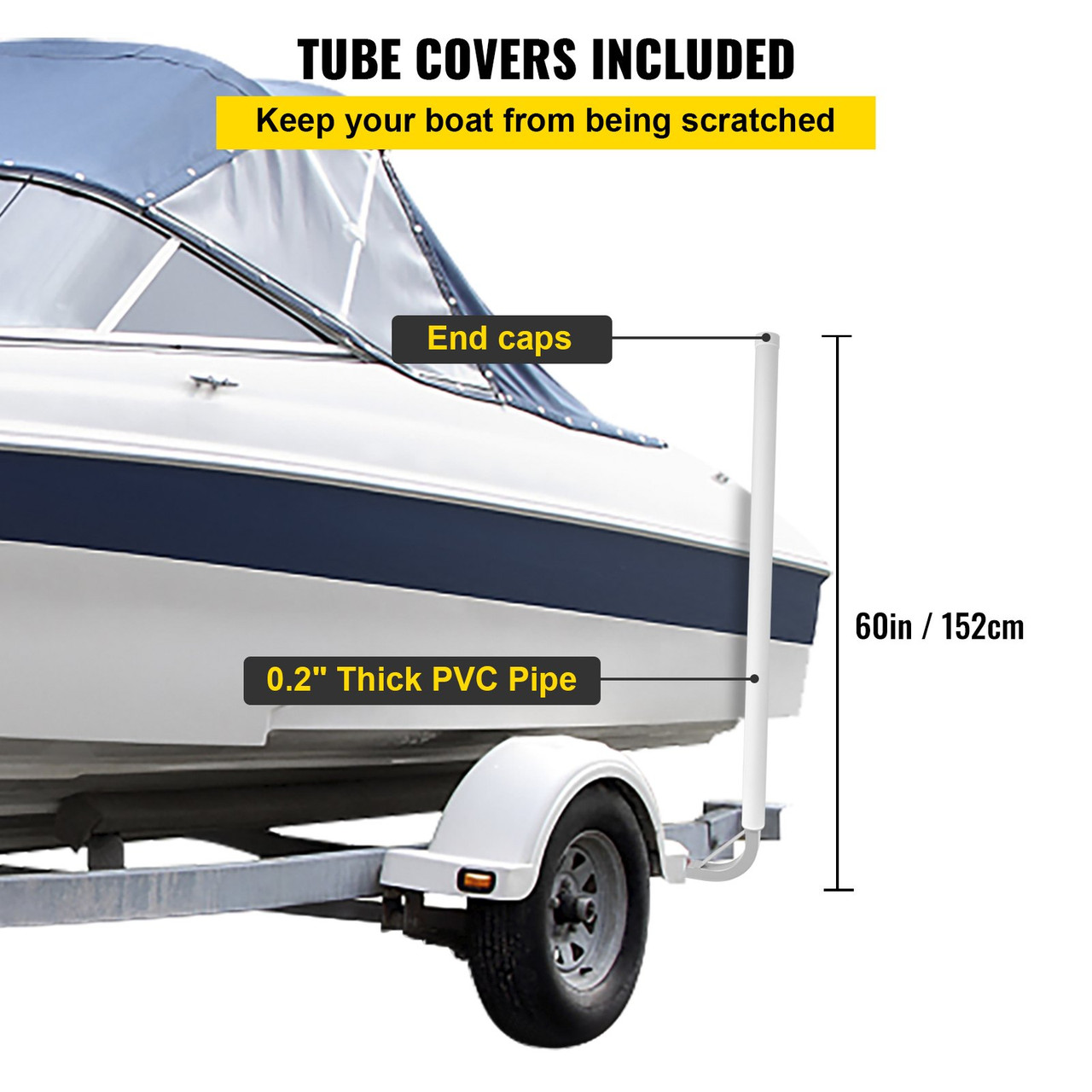 Boat Trailer Guide-on 60" Trailer Post Guide on w/ 2PCS PVC Tube Cover