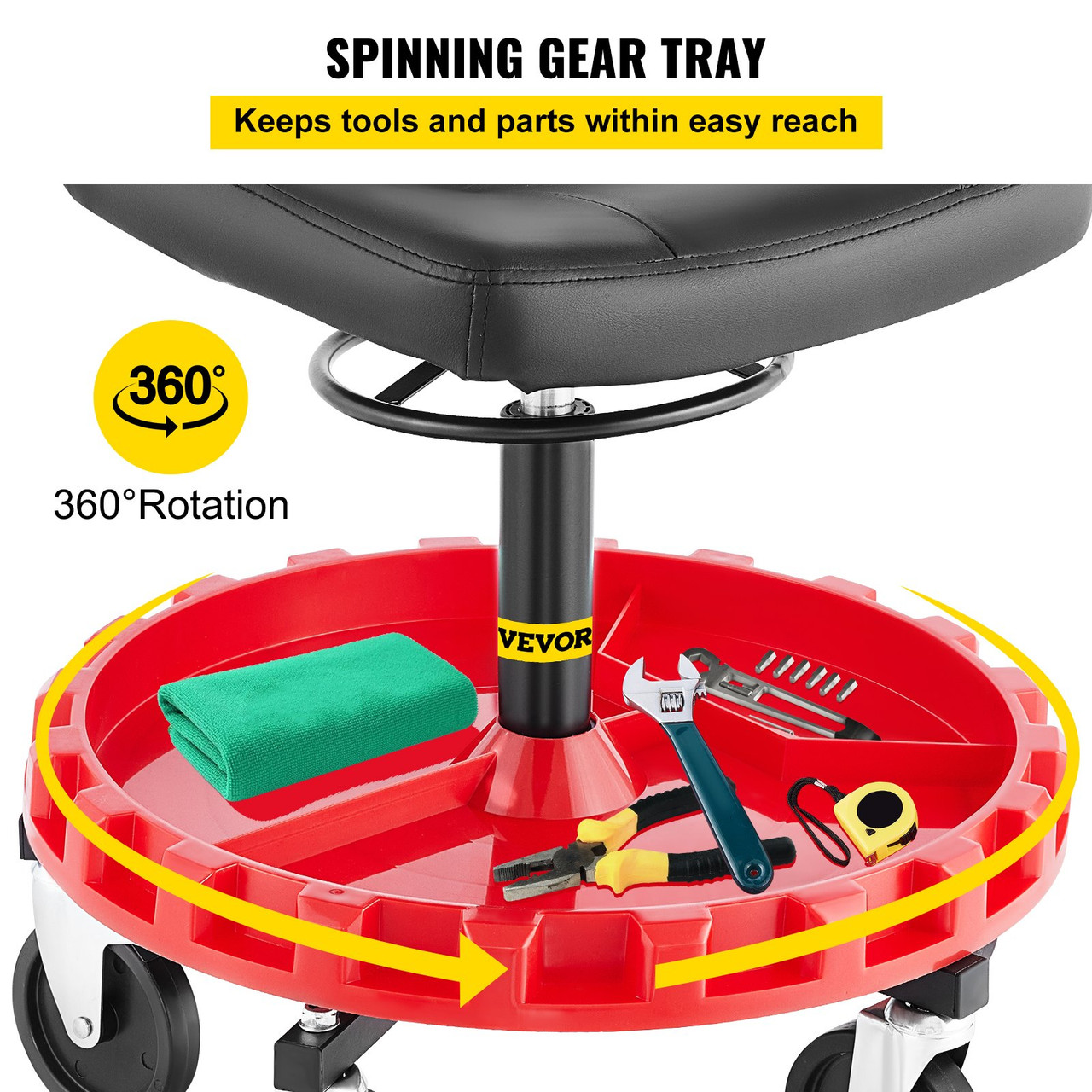 Mechanics Swivel Seat 300 LBS Rolling Work Stool Height Adjustable Seat