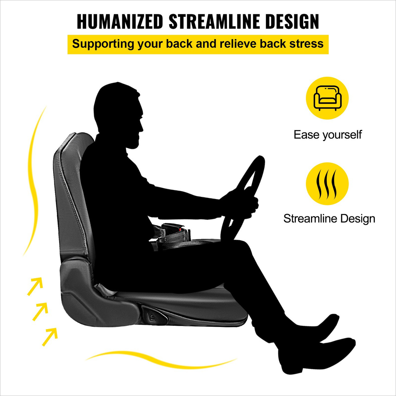 Universal Forklift Seat Full Suspension New Black Seat For Excavator Forklift Skid Loader Backhoe Dozer Telehandler