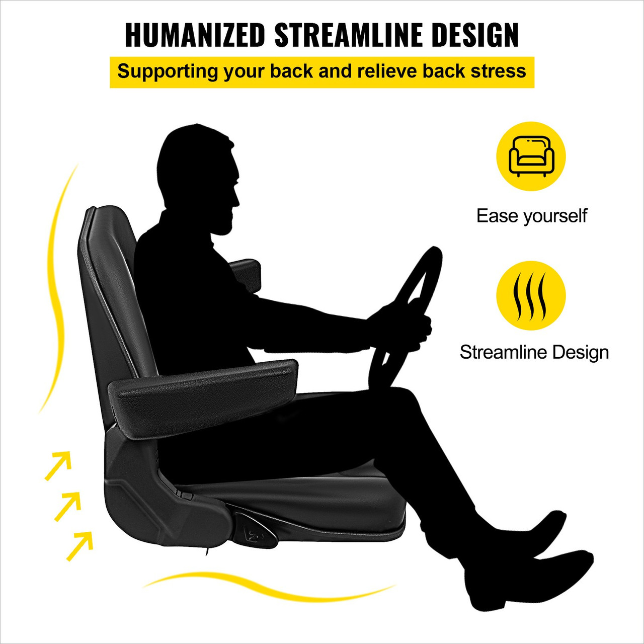 Universal Forklift Seat Full Suspension with Safety Belt