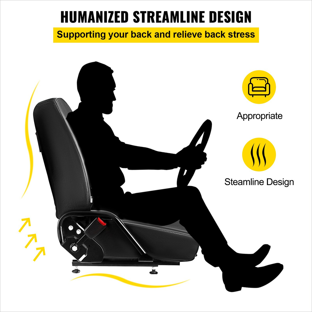 New Universal Folding Forklift Seat With Seatbelt Komatsu Angle Adjustable