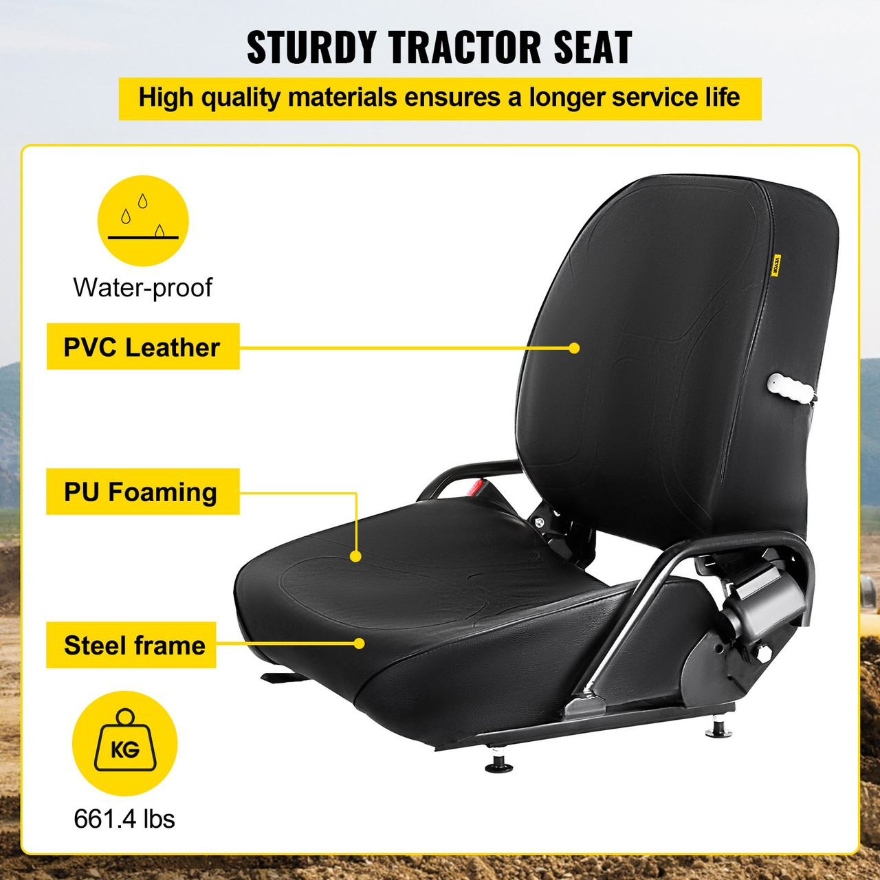 New Universal Folding Forklift Seat With Seatbelt Komatsu Angle Adjustable