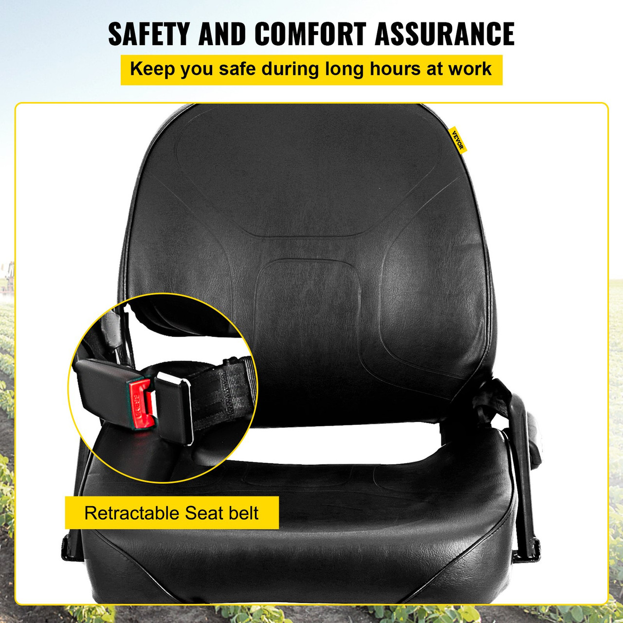 New Universal Folding Forklift Seat With Seatbelt Komatsu Angle Adjustable
