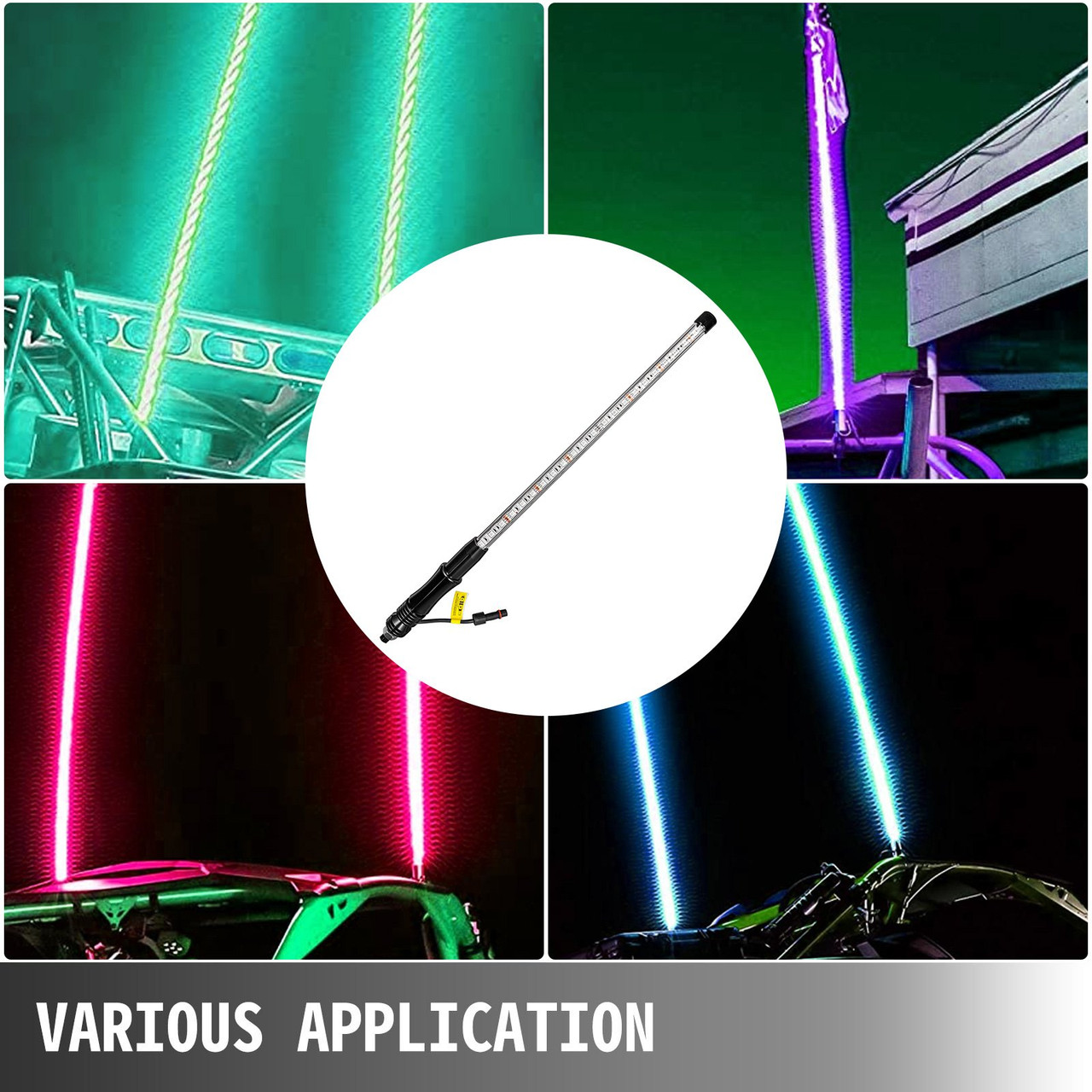 Led Whip Lights Lighted Whips for UTV RGB Color Led Lighted Whip 3ft 1pc Off-road
