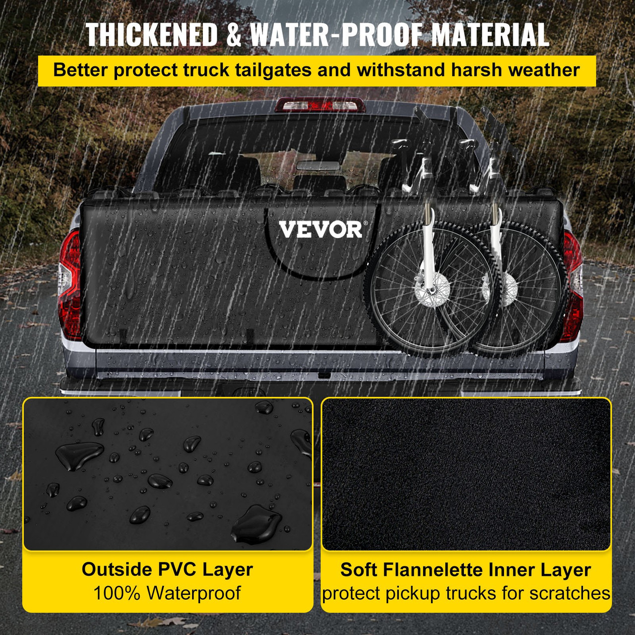 Tailgate Pad for Bikes, Tailgate Protection Cover Carries UP to 7 Mountain Bikes, 63" Bike Pickup Pad for Pickup Truck