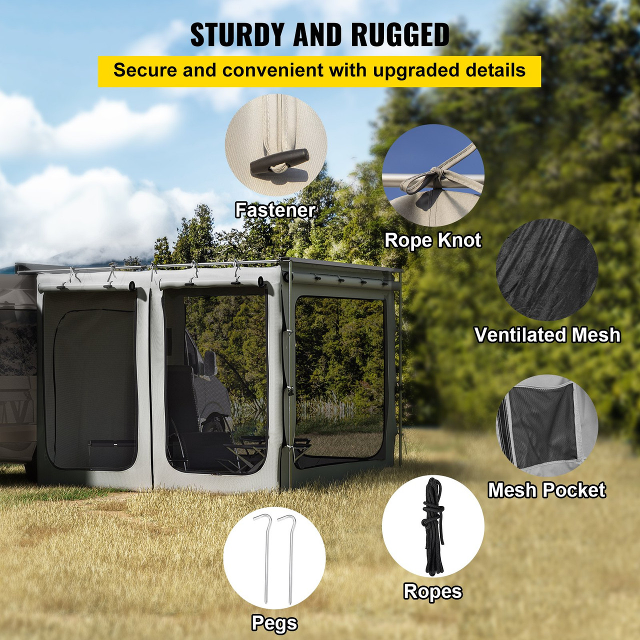 Car Awning Room SUV Tent Room 6.6' x 8.2' Waterproof Windproof Shelter