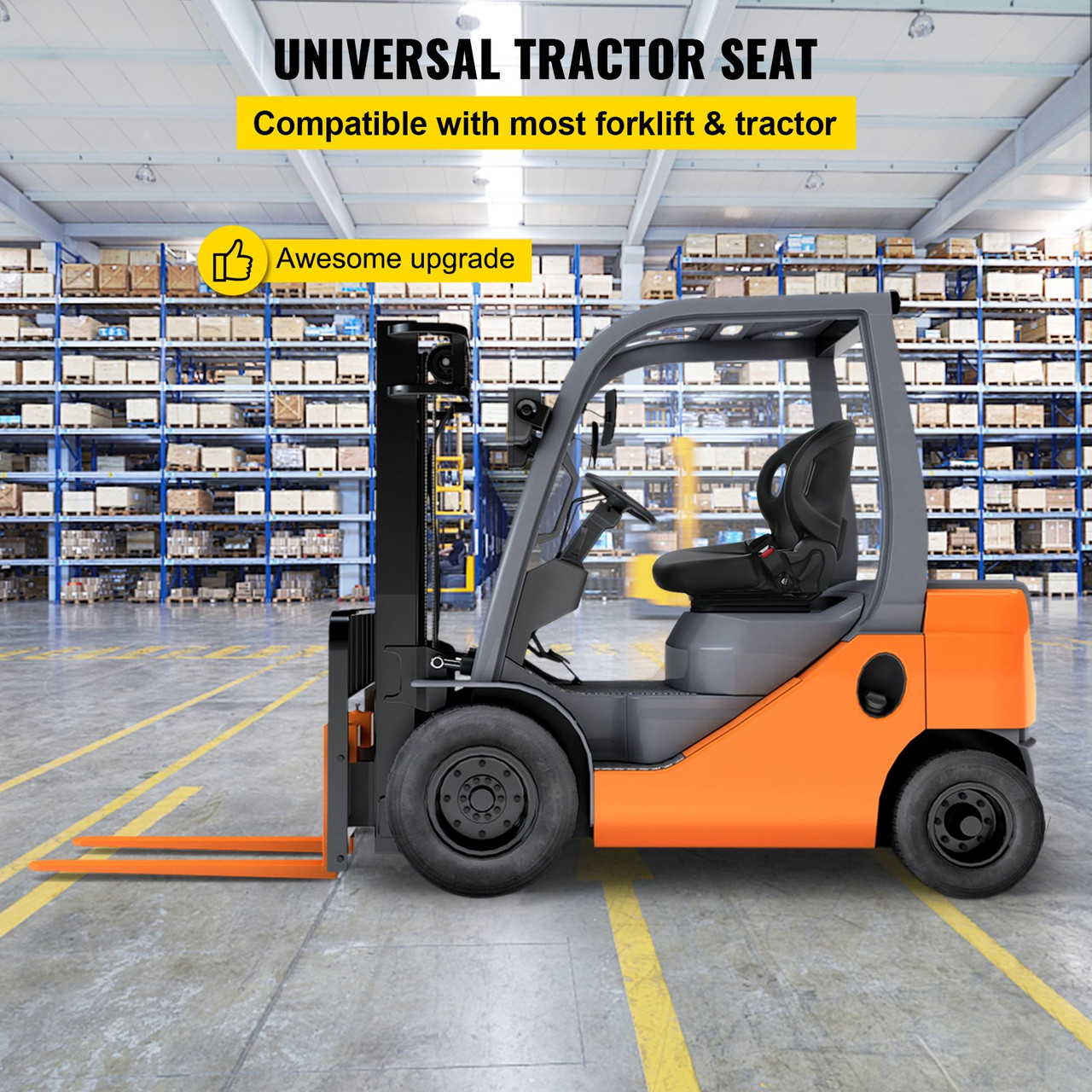 Tractor Seat, Suspension Seat with 70Ã¸ Adjustable Backrest, Forklift Seat Compatible With Toyota Tractors, Forklifts, Suspension Tractor Seat and Forklift Seat with Seat Belt for Replacement