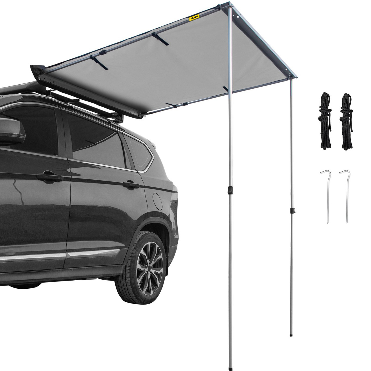 Car Awning Car Tent Retractable Waterproof SUV Rooftop Grey 4.6'x6.6'