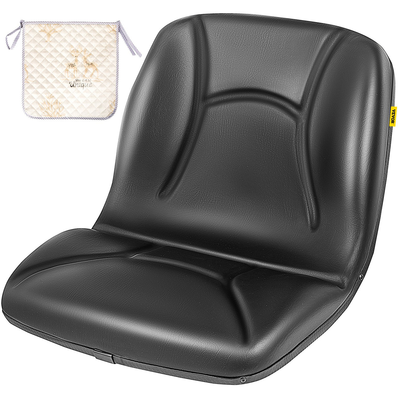 Universal Kubota Seat Replacement, Compact High Back Tractor Seat, Black Vinyl Forklift Seat, 17.8" x 16" x 19" Skid Steer Seat with Pre-Drilled Holes, Fit Forklift, Tractor, Skid Loader
