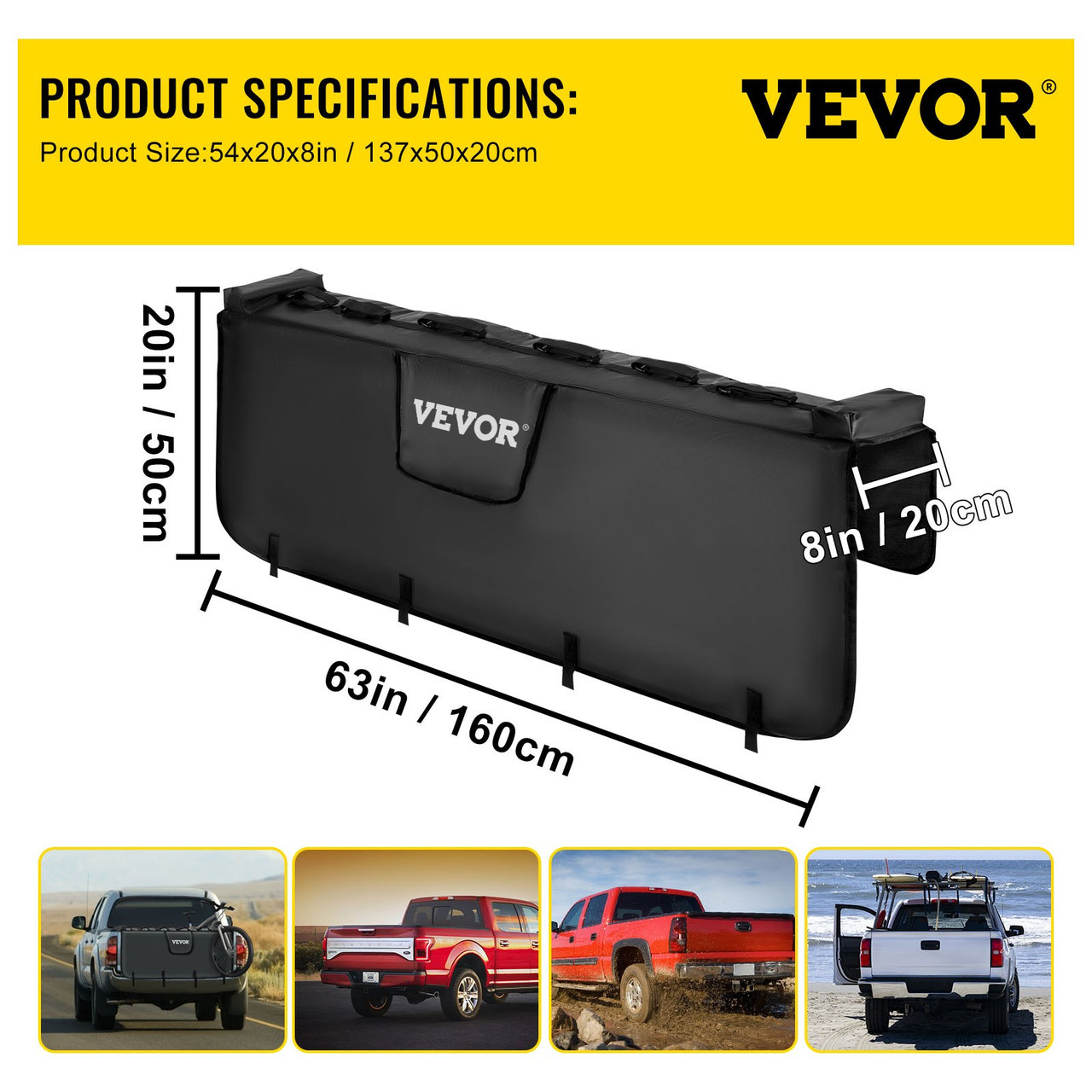 Tailgate Pad for Bikes, Tailgate Protection Cover Carries UP to 6 Mountain Bikes, 63" Bike Pickup Pad for Pickup Truck