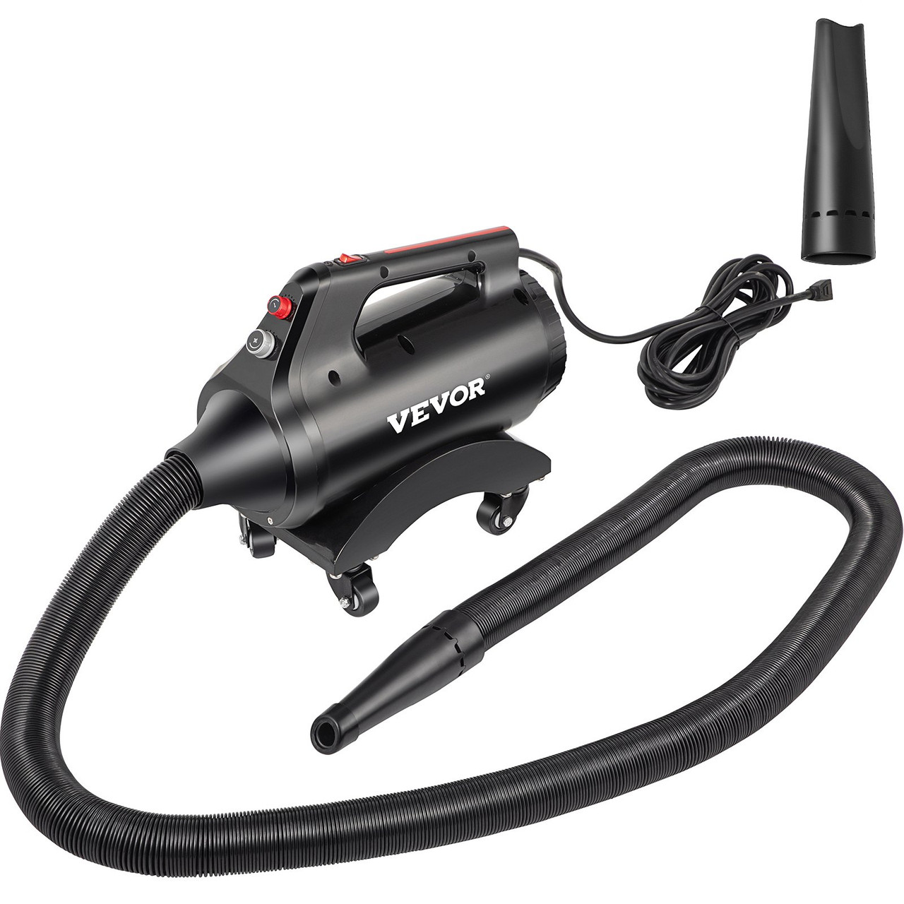 Car Air Dryer Blower, 3.0HP Powered Temp High Velocity Car Dryer Air Blower 420 CFM 110V 5-20P (20A) plug, w/Casters & 33 Ft Flexible Hose & 2 Air Jet Nozzles for Car Wash Water Drying Machine