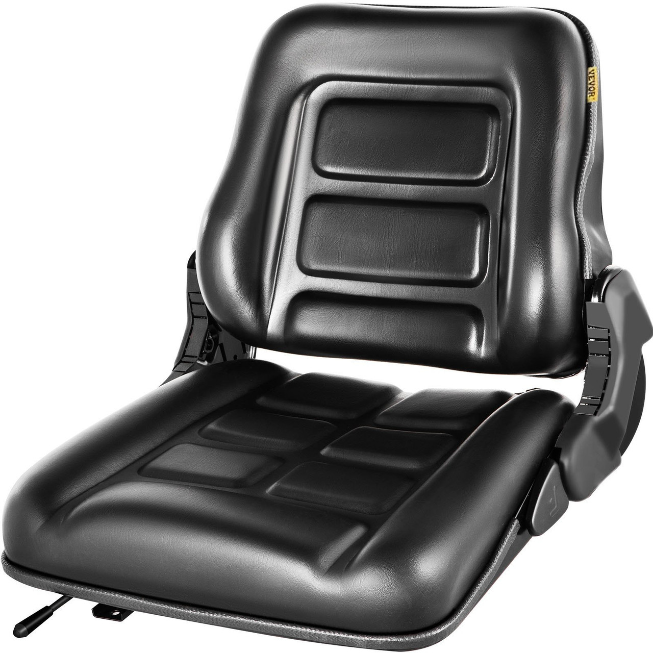 Universal Forklift Seat, Black PVC Tractor Seat, 6"/150MM Adjustable Mower Seat, Foldable Seat Including Seat Switch, 18.5" x 20" x 18" Skid Steer Seat, Fit Forklift, Tractor, Skid Loader