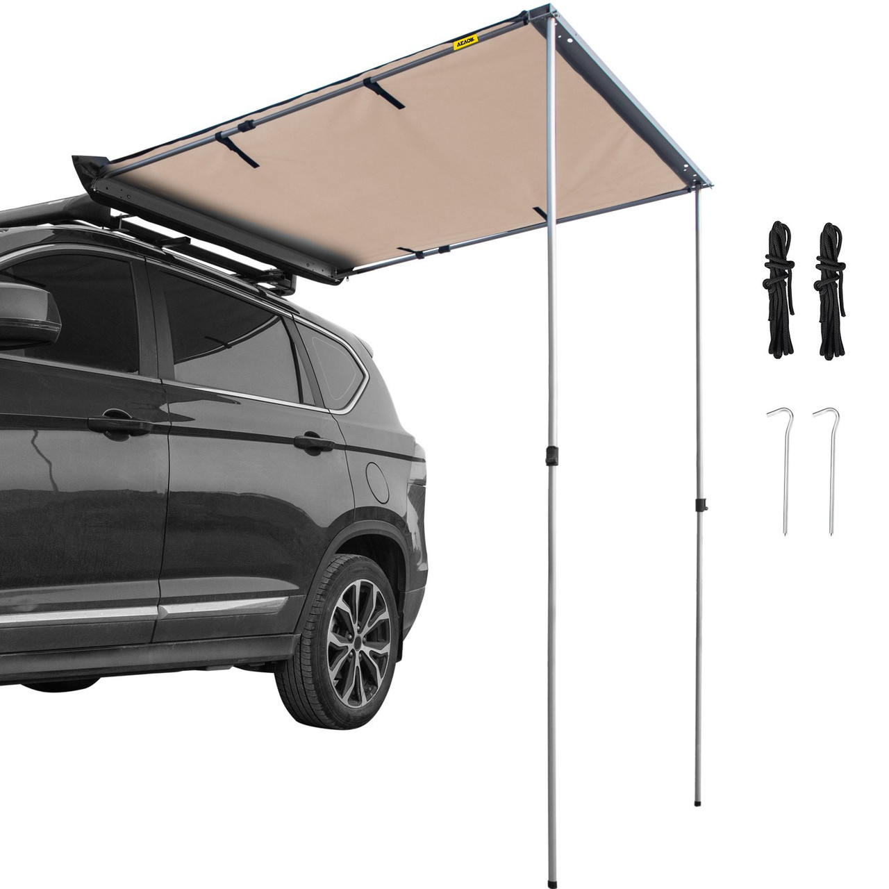 Car Awning Car Tent Retractable Waterproof SUV Rooftop Khaki 8.2'x8.2'