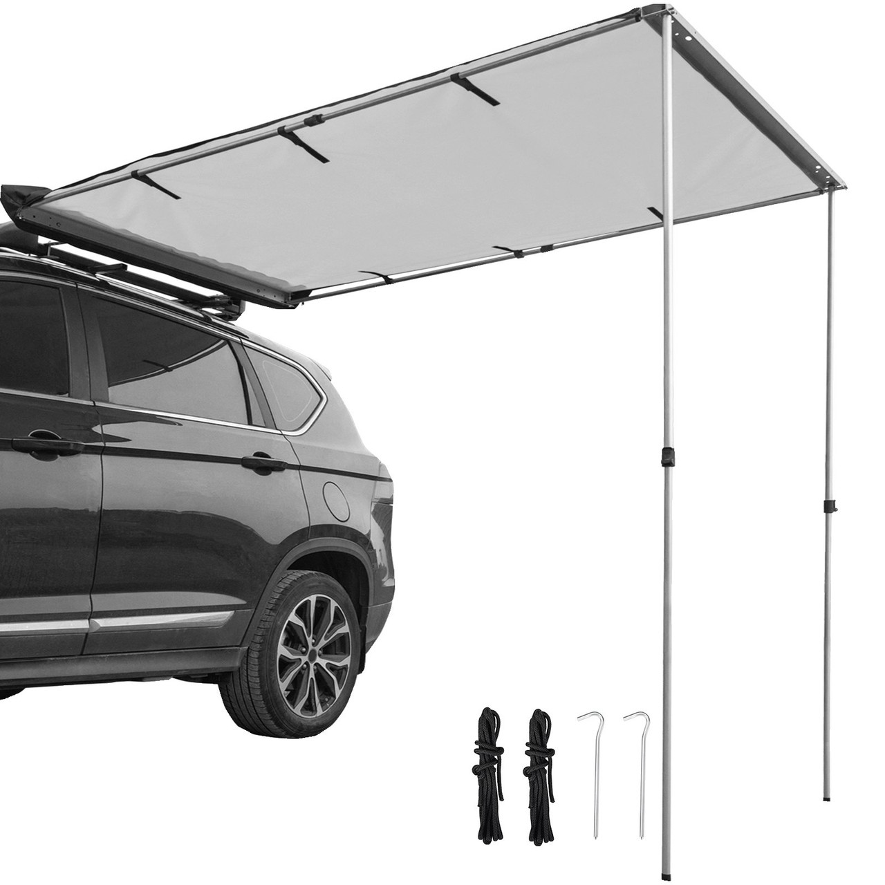Car Awning Car Tent Retractable Waterproof SUV Rooftop Grey 6.5'x10'