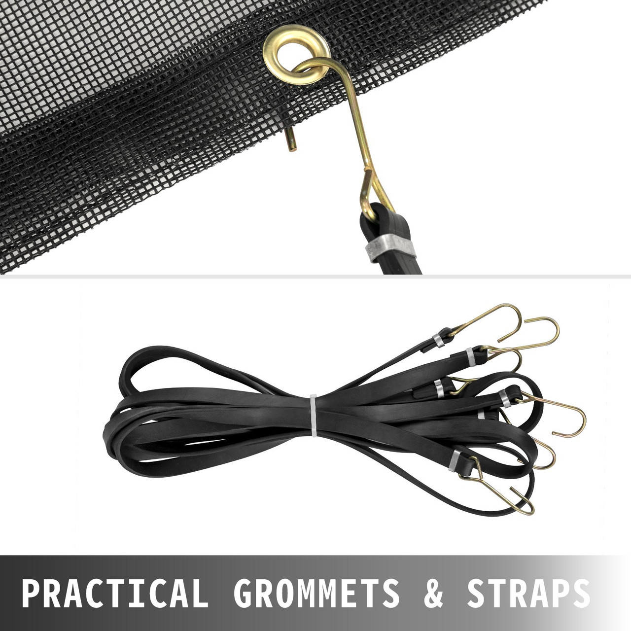 Dump Truck Mesh Tarp 7'X16', Black Mesh Tarp with Grommets, Heavy Duty Mesh Tarp with 6'' Pocket Opening Shade Mesh Tarp, PVC Coated Trailer Tarp, for Truck Bed Cover